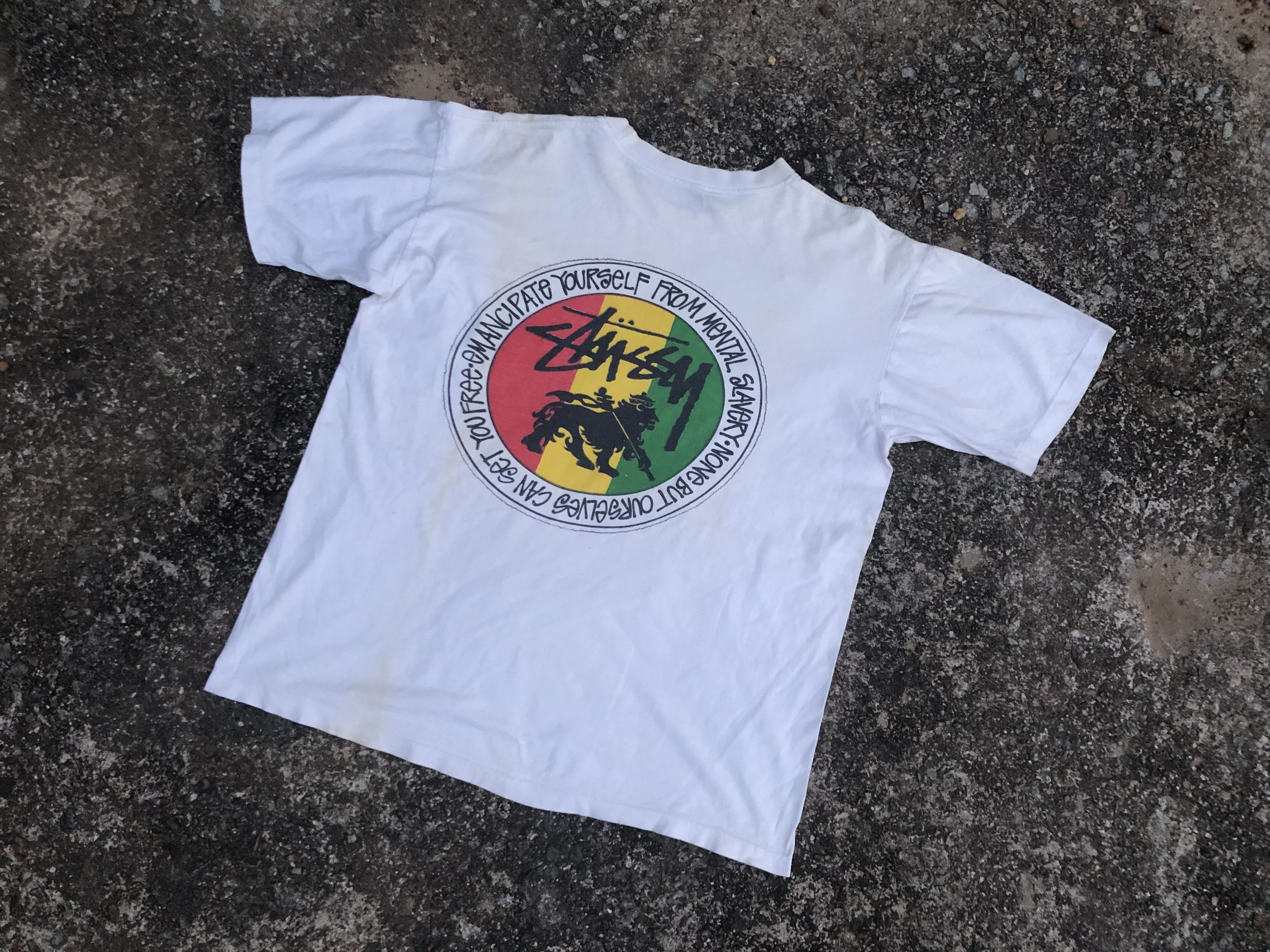 Vintage 🔥Vintage Original 90s STUSSY "Feelin' Irie" Rasta T-Shirt Size US XL / EU 56 / 4 - 1 Thumbnail