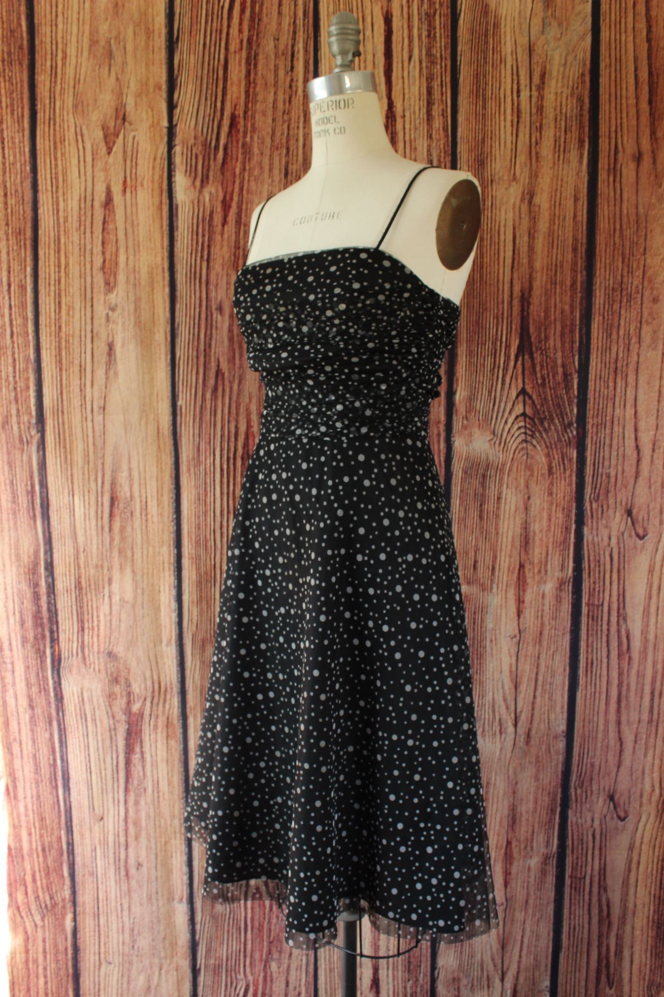 Other Jessica Howard Dress, Black with Gray Polkadots, Size 8, Fit Size M / US 6-8 / IT 42-44 - 8 Thumbnail