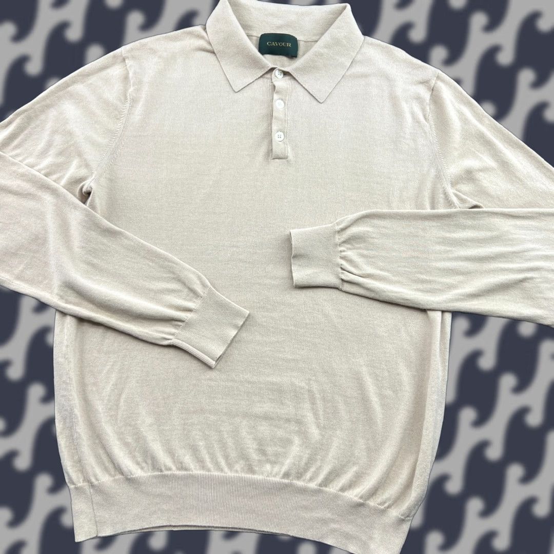 Vintage Cavour Mens Polo Shirt Small Beige Long Sleeves Made in Italy Button Up Shirt Mens Beige Polo Size US S / EU 44-46 / 1 - 1 Thumbnail