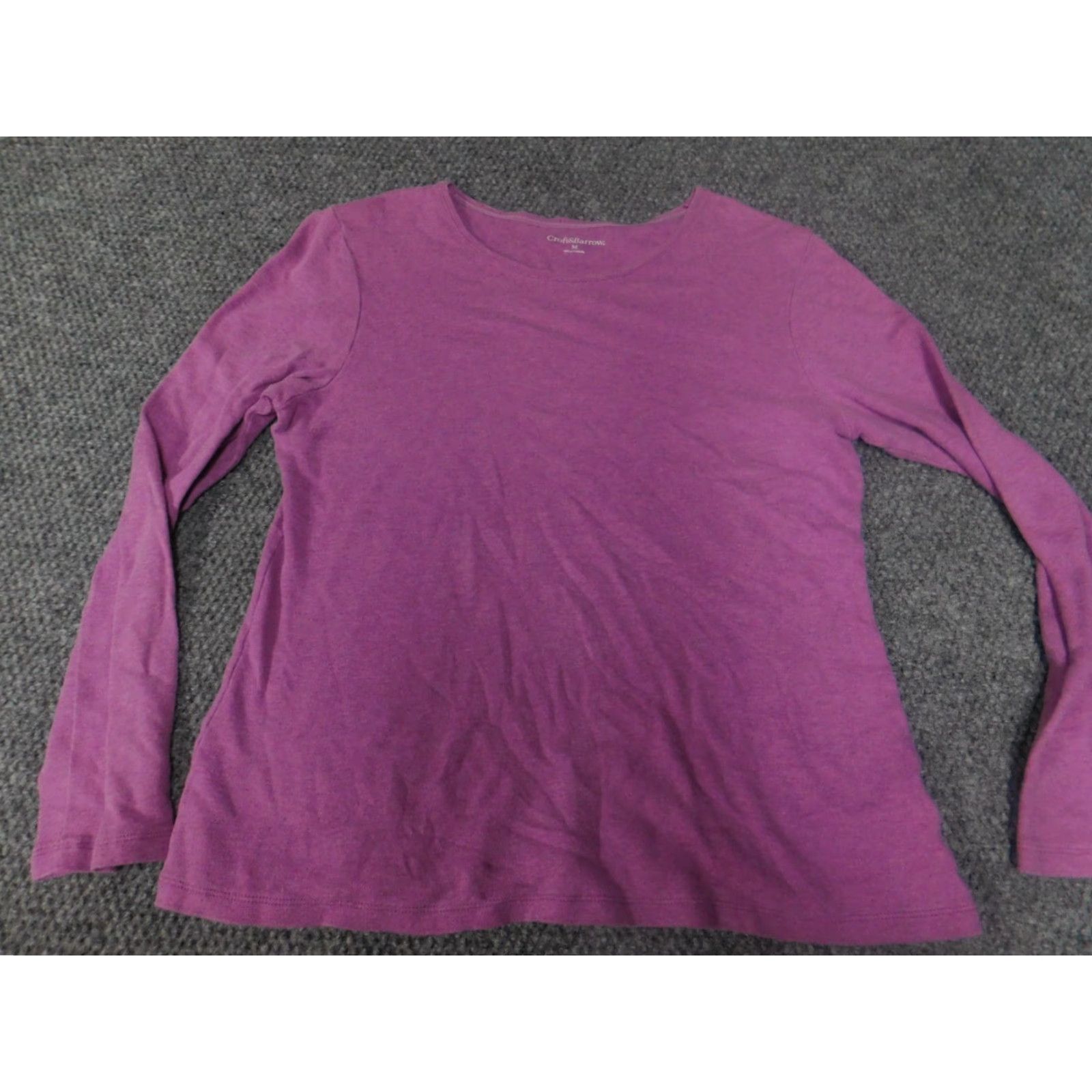 Croft & Barrow Croft & Barrow Womens Blouse M Purple Pullover Casual Crew Neck Long Sleeve Cotton Polyester Rayon Regular Breathable Classic Size M / US 6-8 / IT 42-44 - 2 Thumbnail