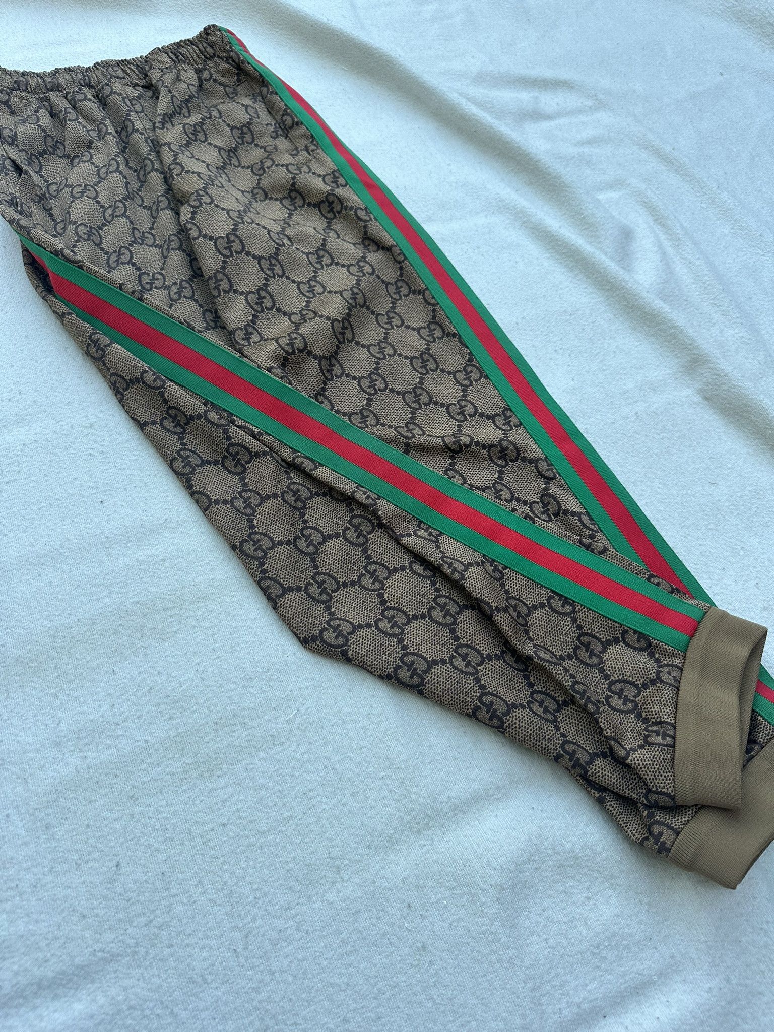 Gucci Gucci Sweatpants Monogram Side Web Stripe Brown Size 25" / US 0 / IT 36 - 3 Thumbnail