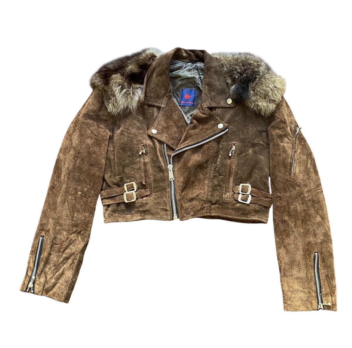 Le Grande Bleu (L.G.B.) × Seditionaries RARE!! Vintage Super Lovers Suede Leather Fur Cropped Jacket Size US M / EU 48-50 / 2 - 3 Thumbnail