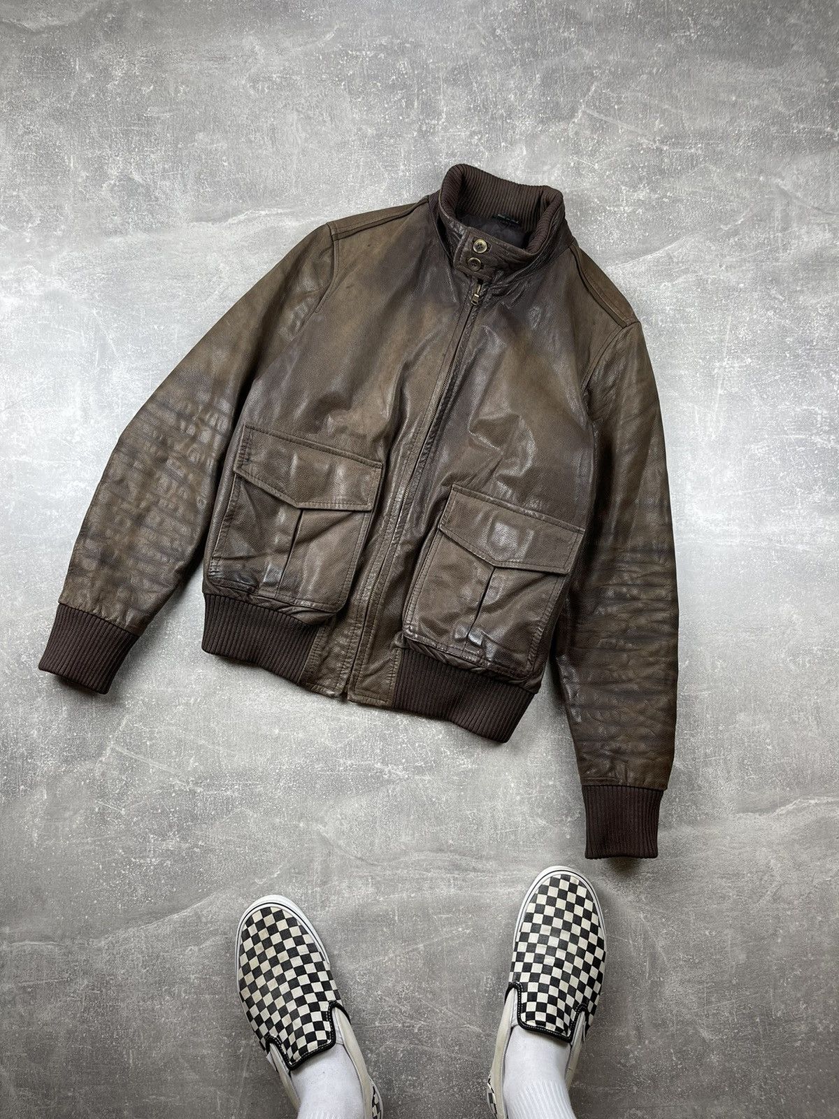 Luxury Moreschi Vintage Moreschi Aviator A2 Brown Zip Leather Avant Garde Jacket Grailed