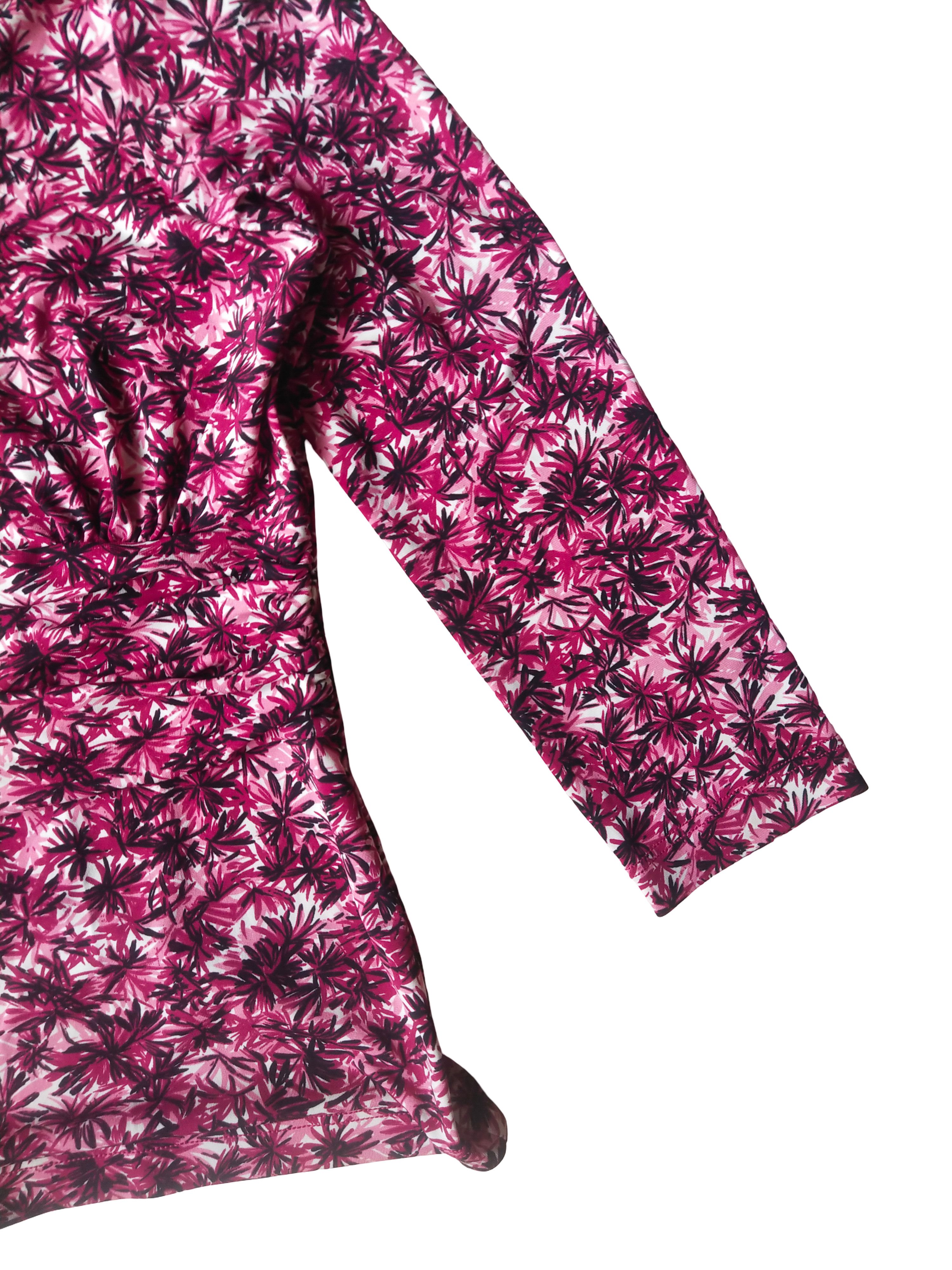 Bcbgmaxazria Y2K BCBGMAXAZRIA Slinky Ruched Floral V-Neck Top Size M / US 6-8 / IT 42-44 - 4 Thumbnail