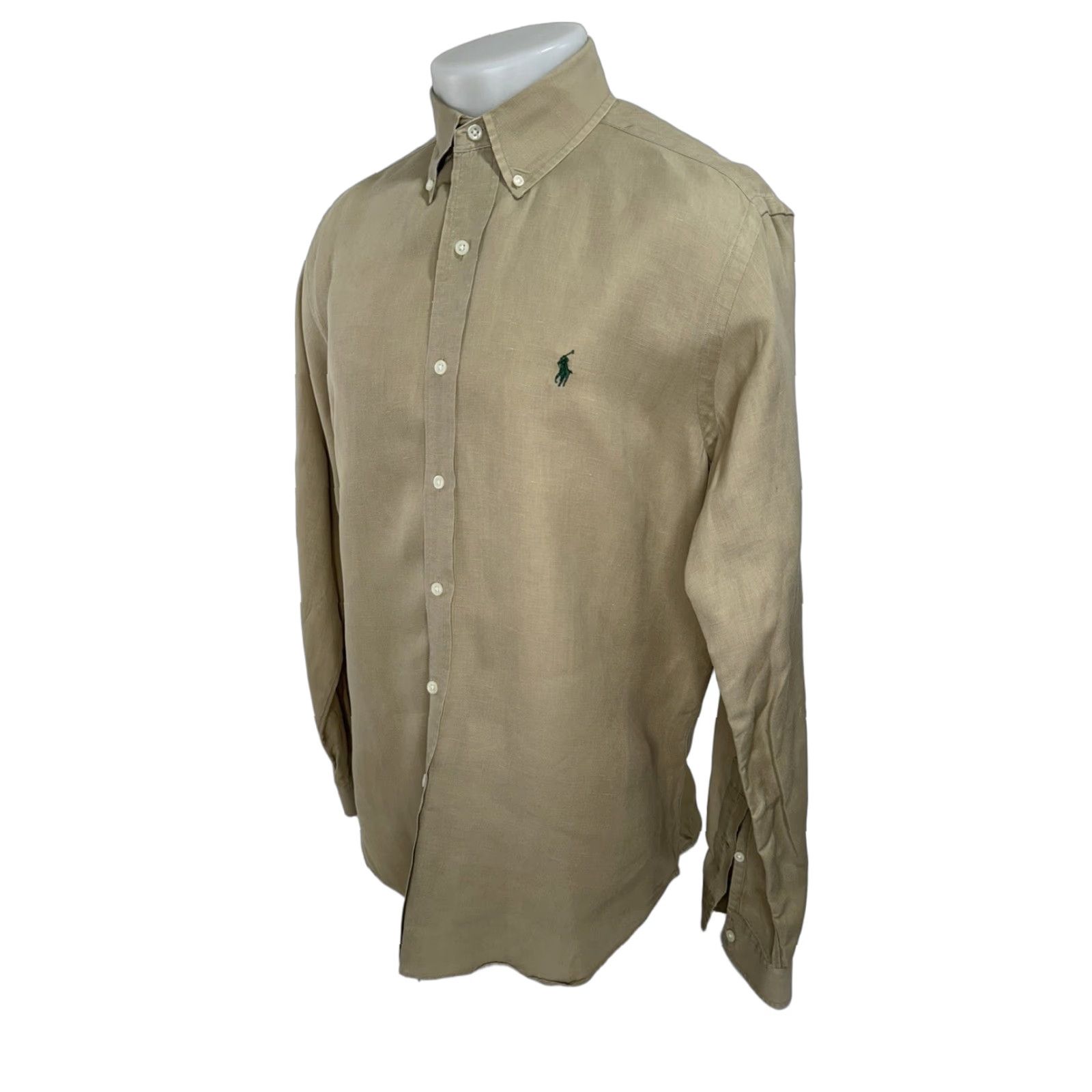 Ralph Lauren Ralph Lauren Silk / Linen Embroidered Pony Classic Fit Mens L Shirt Tan / Silk Embroidered Pony Button-Up Long Sleeve Size US L / EU 52-54 / 3 - 1 Thumbnail