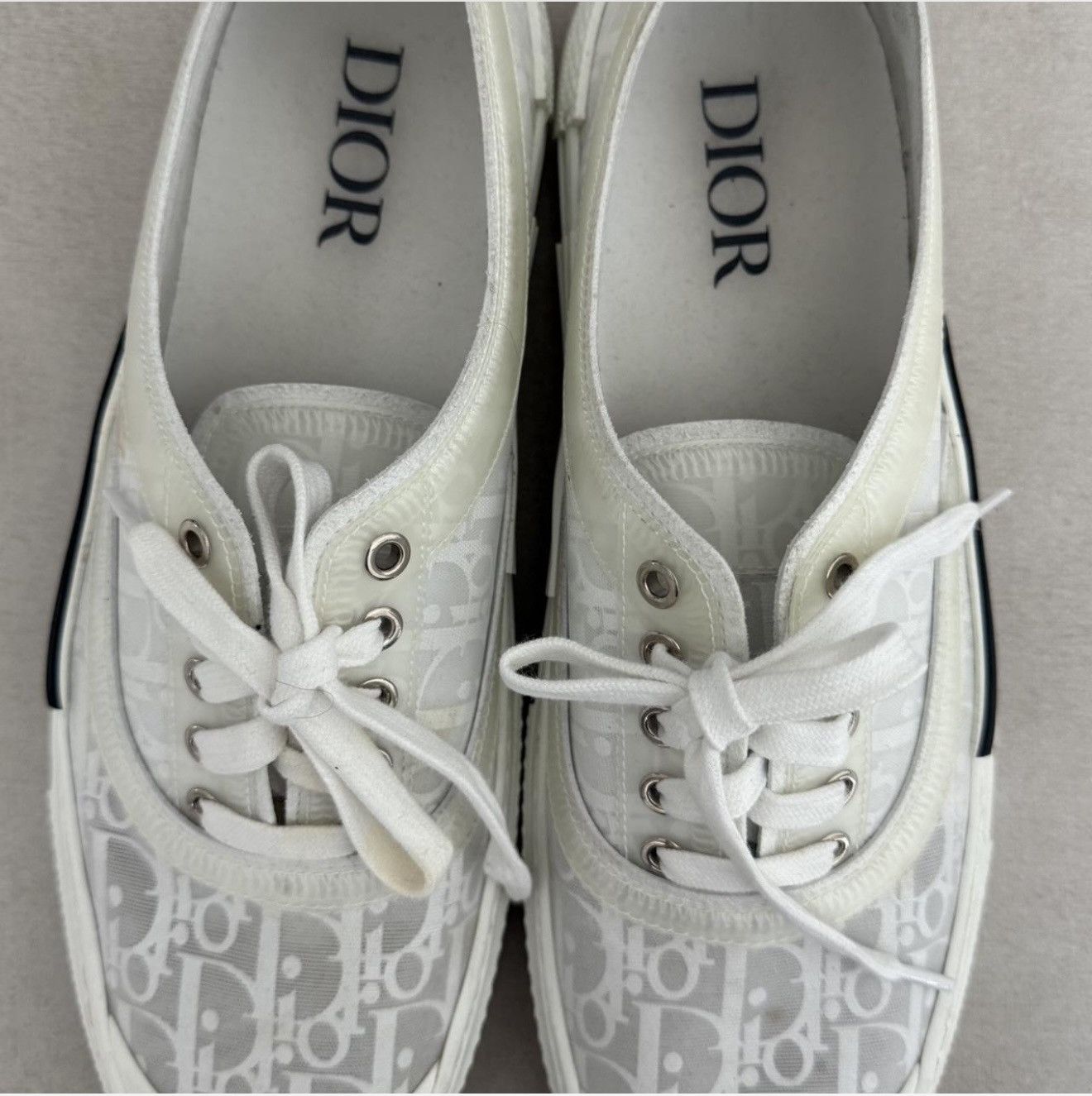 Dior Dior B23 Low Oblique Canvas Sneakers Size 46 / US 13 White Size US 13 / EU 46 - 4 Thumbnail