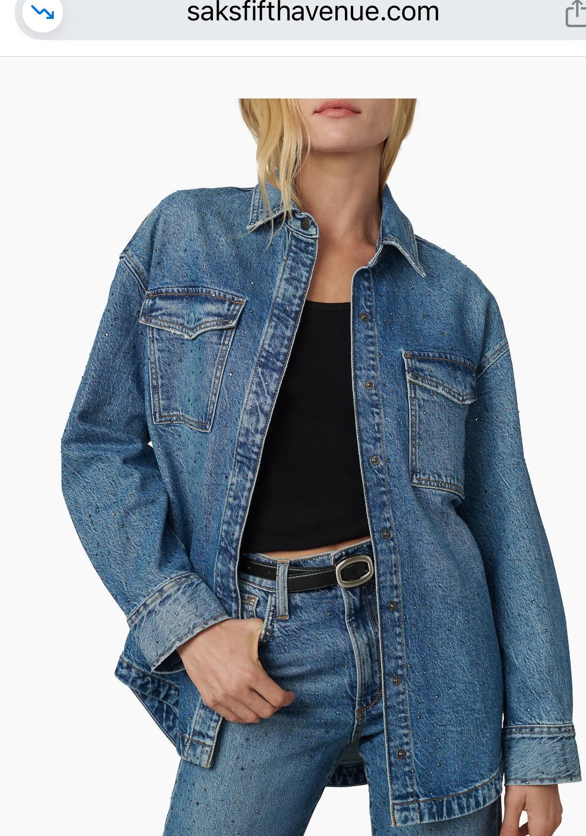 Joe's Joe's Jeans Katrina Crystal-Embellished Denim Shirt Jacket Size S / US 4 / IT 40 - 1 Thumbnail