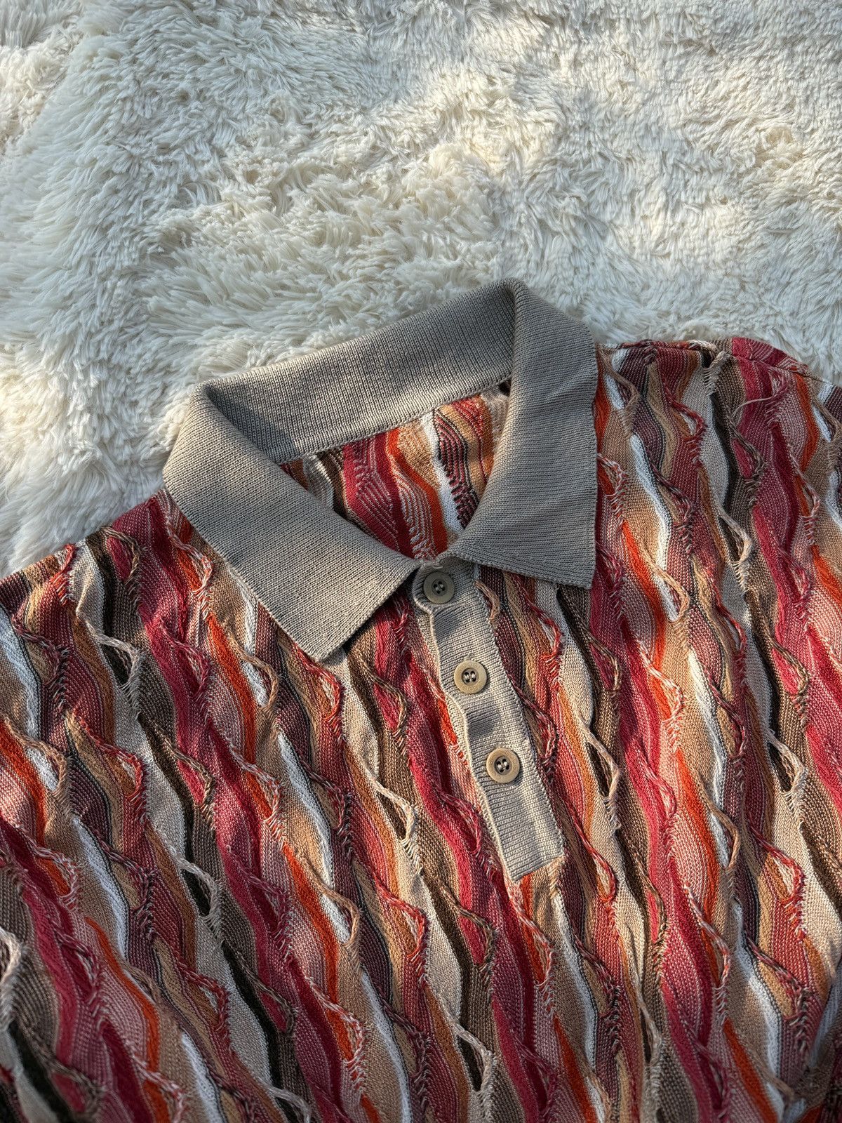 Coogi Rare! Vintage Coogi 3D Knit Polo Bacon Wave Pattern Size US XL / EU 56 / 4 - 8 Thumbnail