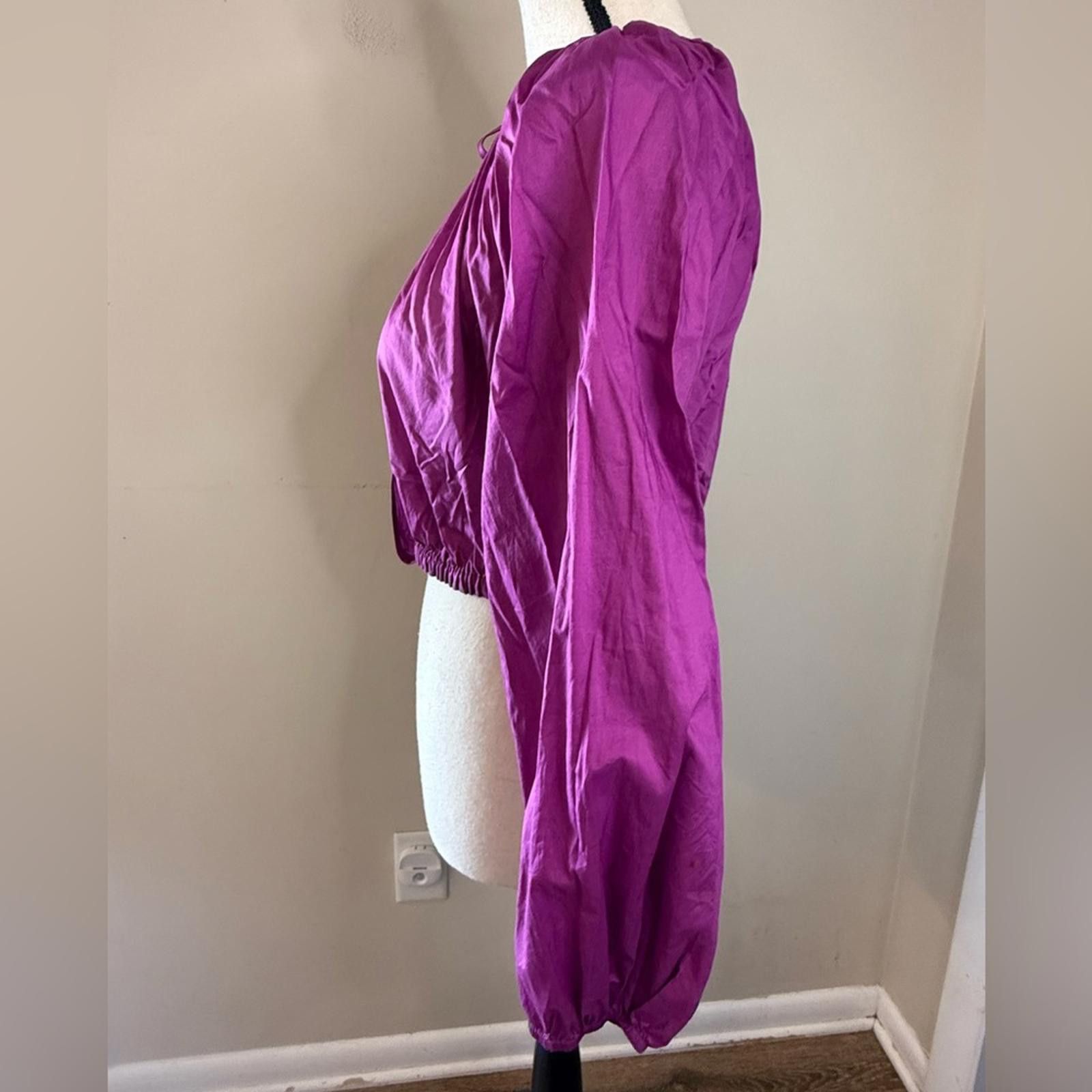 Rails Rails Katie Berry purple crop top V neck full sleeves SZ SM Size S / US 4 / IT 40 - 3 Thumbnail