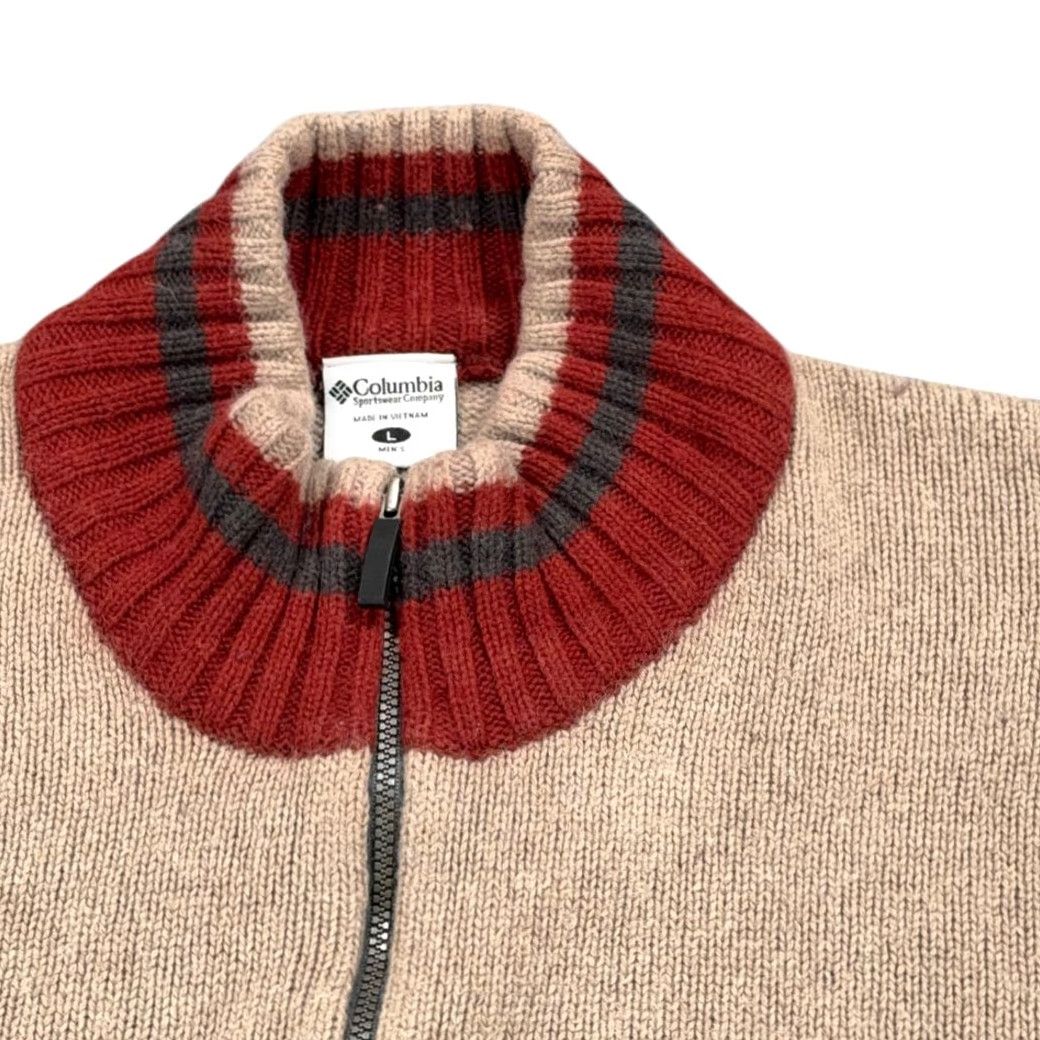 Vintage Columbia Sweater Adult LARGE Gray Burnt Orange Wool Blend Quarter Zip Striped 1/4 Zip Knit Pullover Mens Regular Size US L / EU 52-54 / 3 - 3 Thumbnail