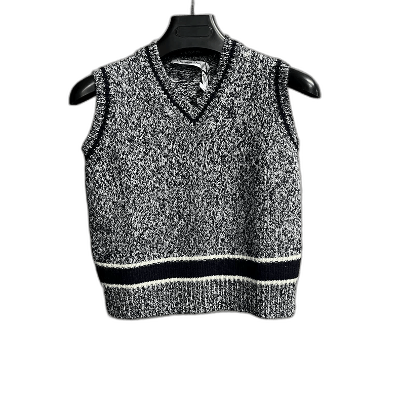 Dior Gray Cashmere Sleeveless V-Neck Sweater