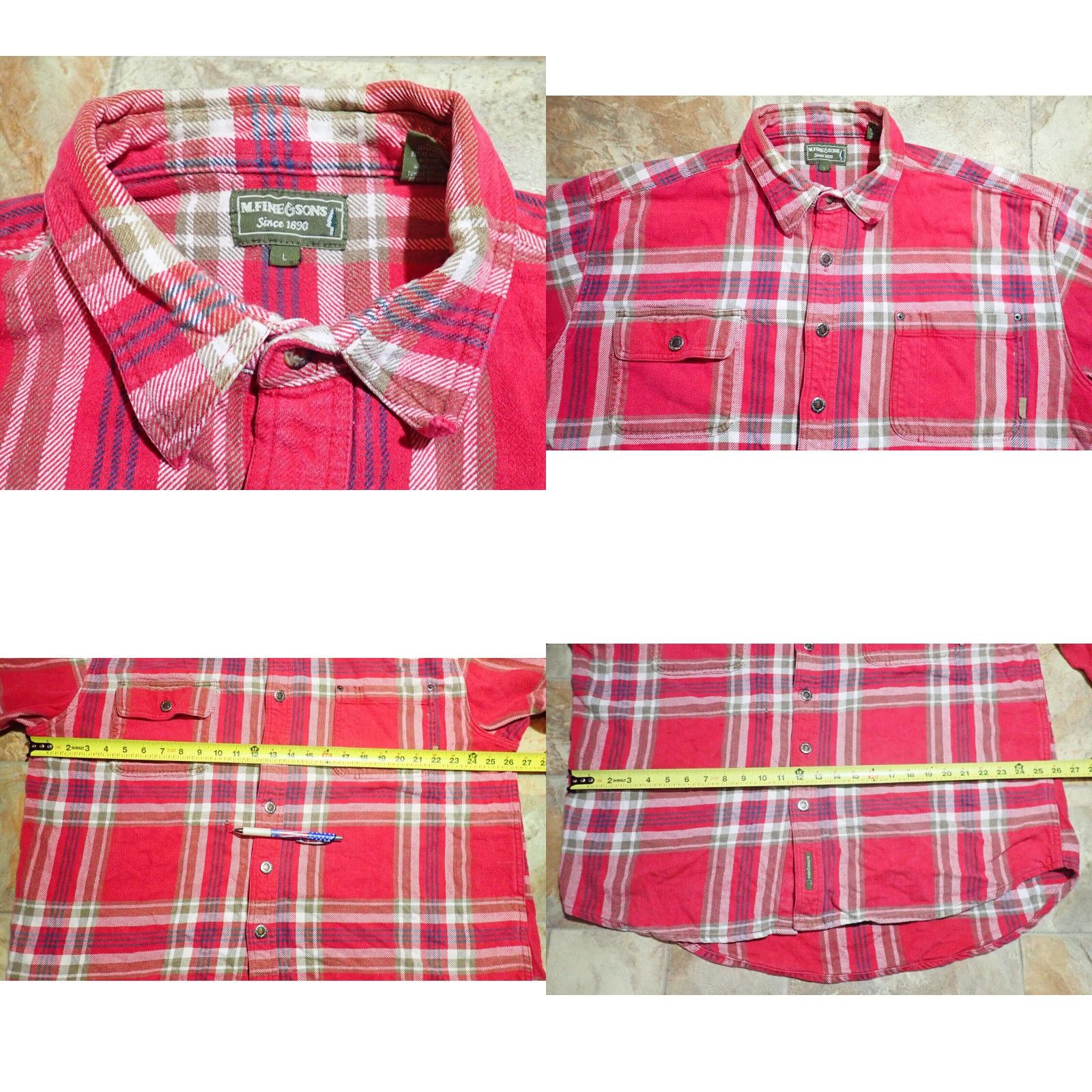 Vintage VINTAGE M. Fine & Sons Red Plaid Flannel Heavyweight Button-Up Shirt Adult Large Size US L / EU 52-54 / 3 - 8 Thumbnail