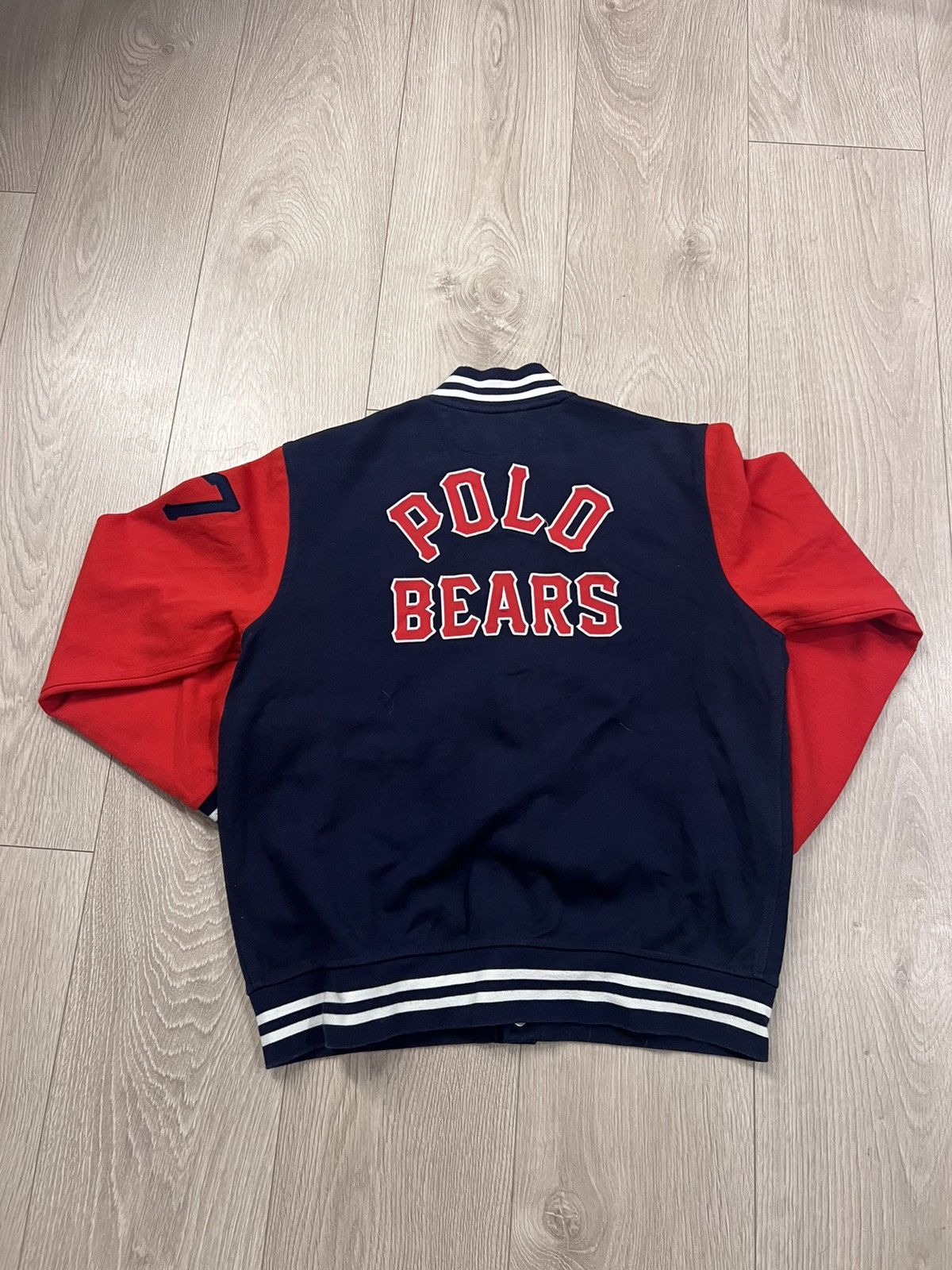 image of Polo Ralph Lauren x Vintage Polo Bears Ralph Laurent Kids Youth Varsity Jacket Large in Red (Size S