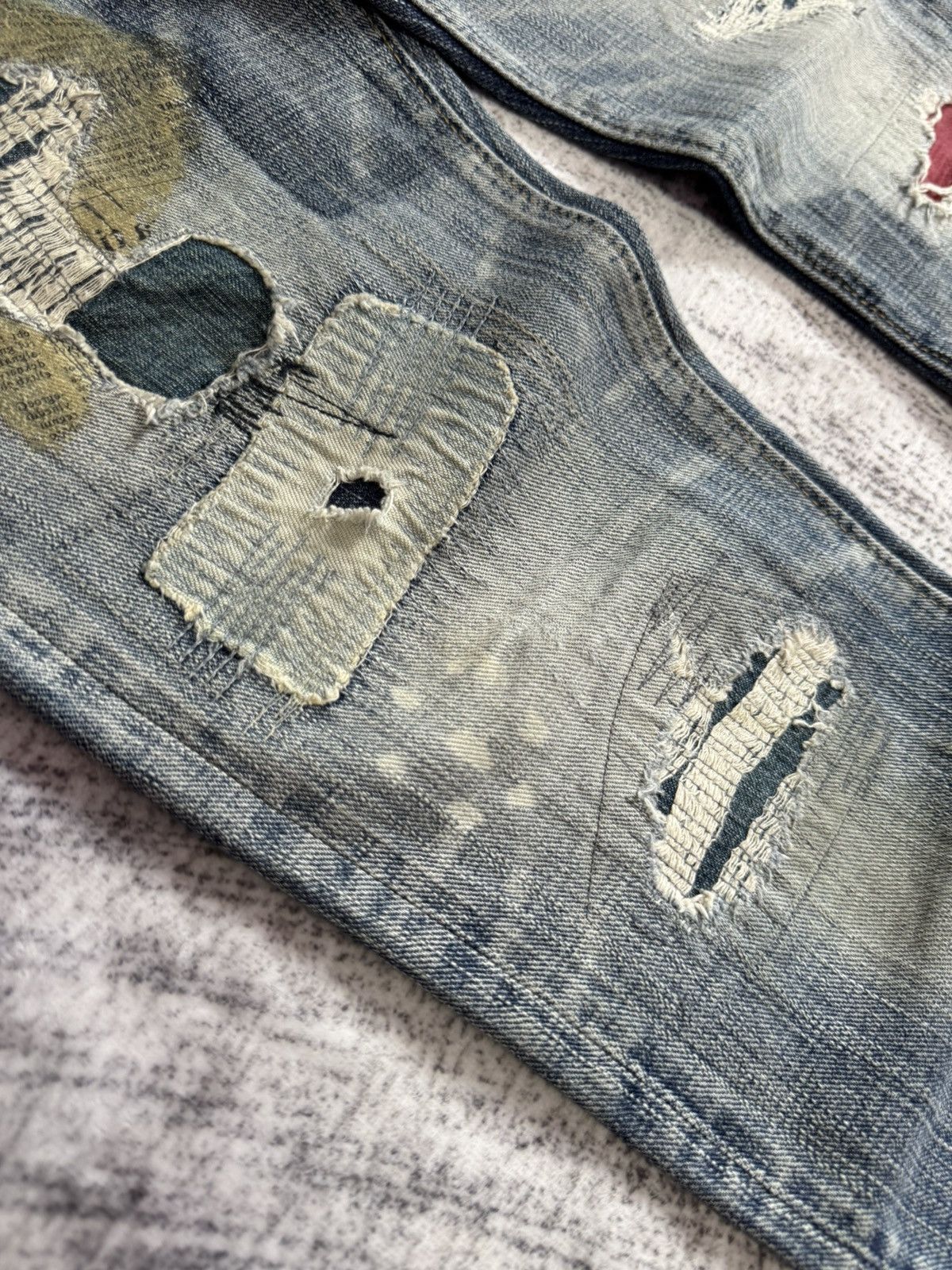Hysteric Glamour × Japanese Brand Antgauge Japan Boro Distressed Newspaper Patch Jeans Size US 30 / EU 46 - 10 Thumbnail