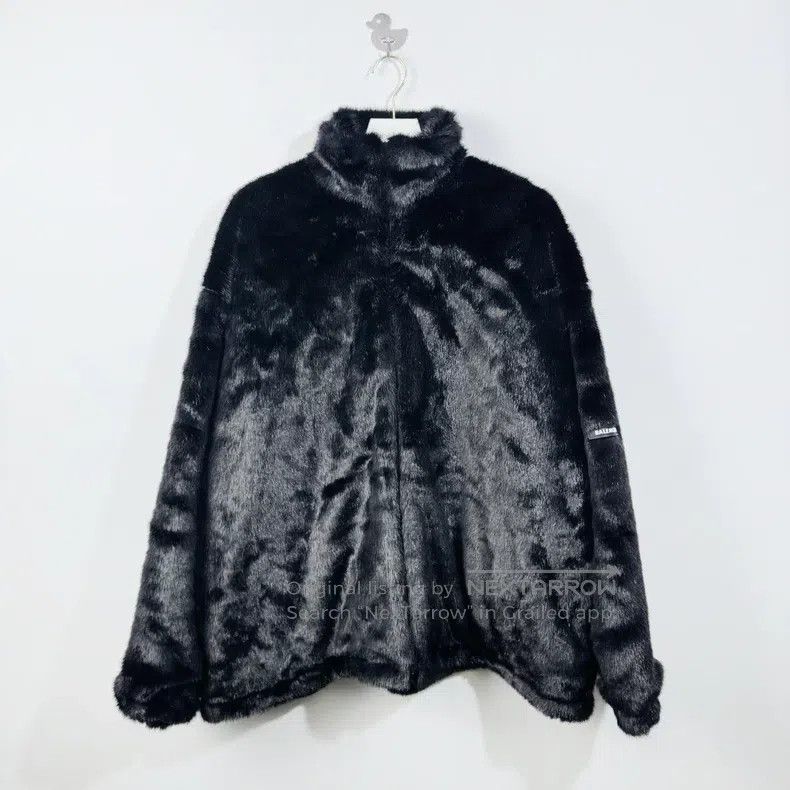 Balenciaga Balenciaga Sleeve Label Logo Faux Fur Jacket Black Size US S / EU 44-46 / 1 - 1 Thumbnail