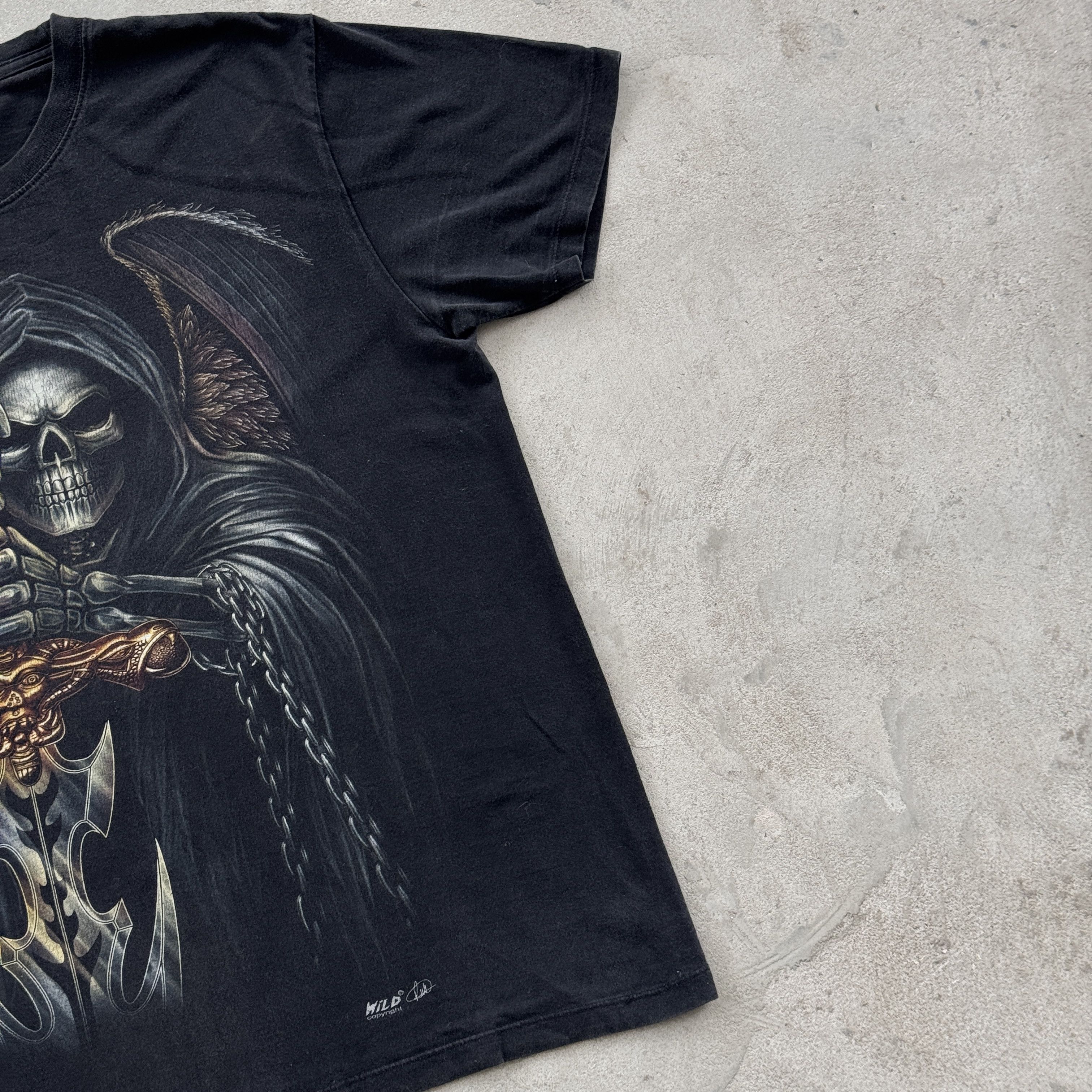 Band Tees Wild Grim Reaper Sword Winged Skull Graphic Tee Shirt L Size US L / EU 52-54 / 3 - 3 Thumbnail