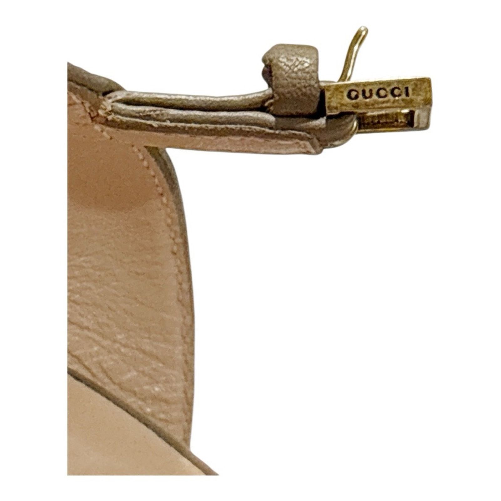 Gucci GUCCI GG Block Heel Sandal EU 39.5 US 9.5 Taupe Leather Size US 9.5 / IT 39.5 - 14 Thumbnail
