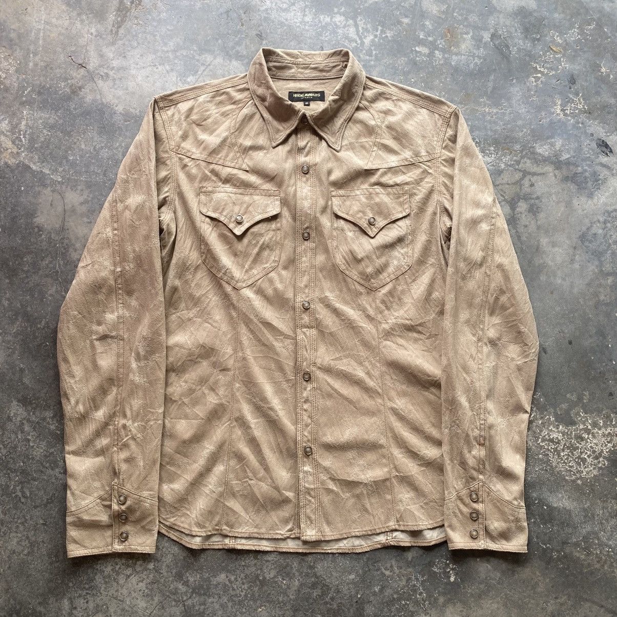 HIDEAWAYS Vintage Leather Looked Western Shirt Size US M / EU 48-50 / 2 - 2 Thumbnail