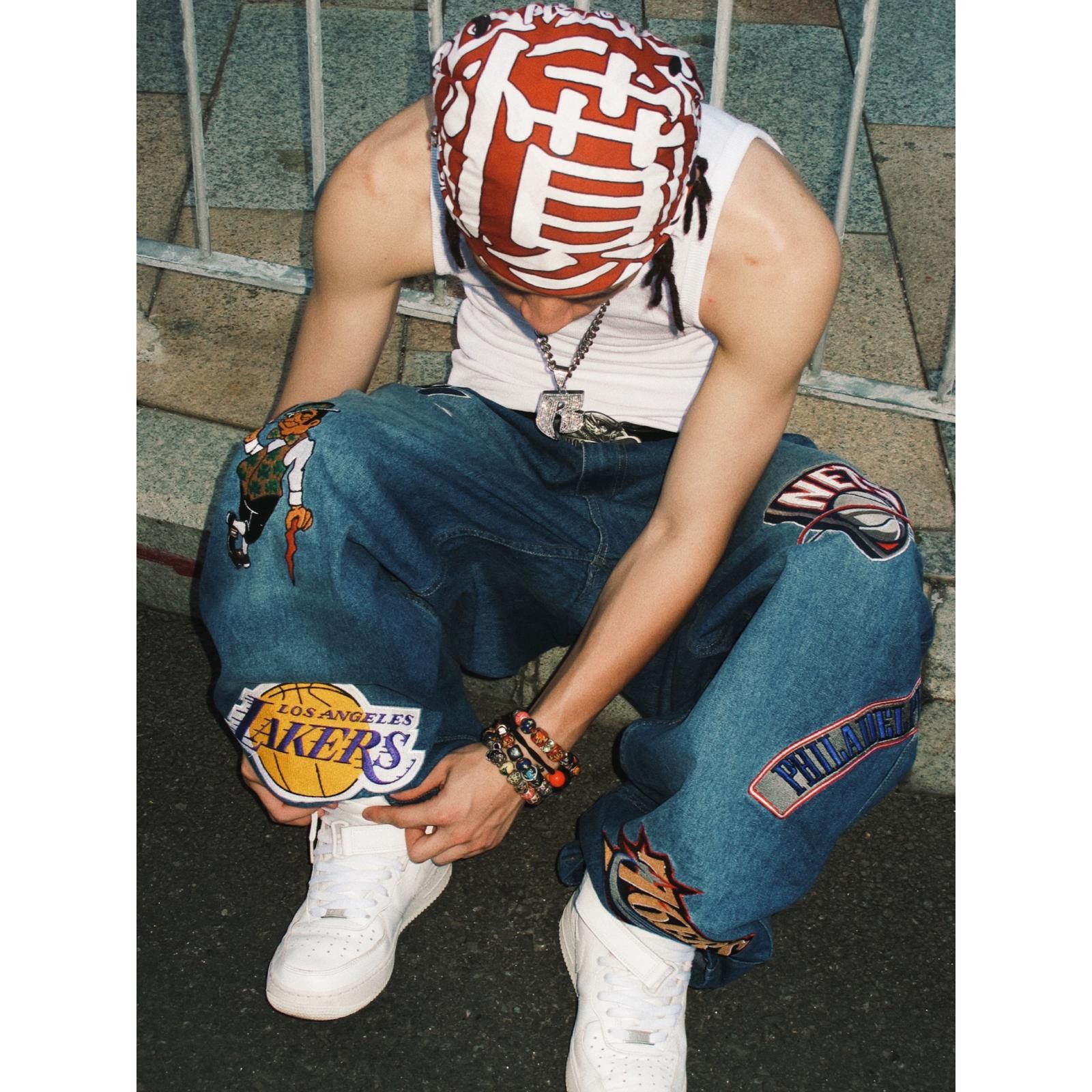 Japanese Brand Y2k Red Flame Scarf Bandana Chinese Character “Fèn” Graphic Size ONE SIZE - 2 Thumbnail