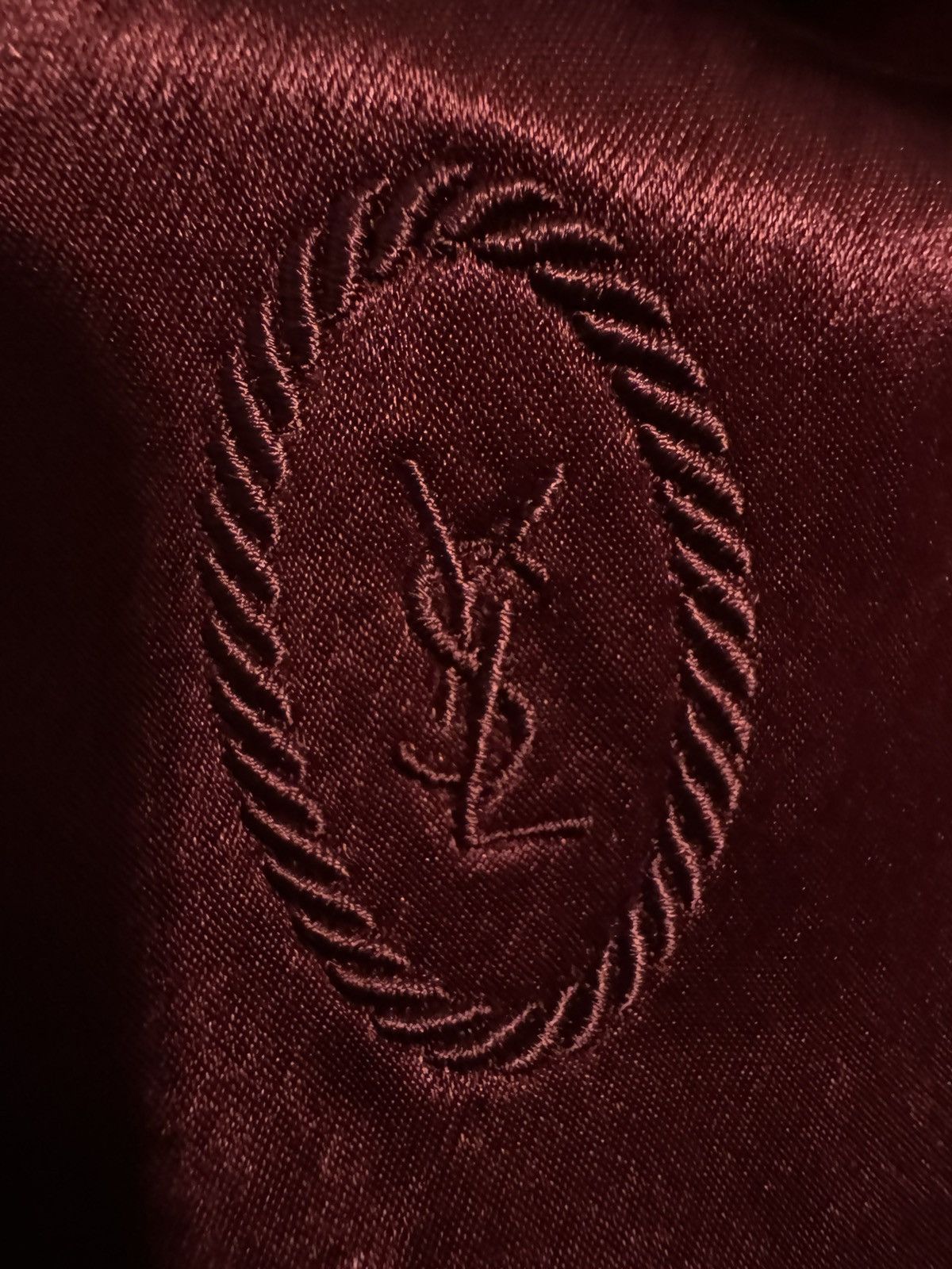 Saint Laurent Paris Saint Laurent Tonal Satin Jacket in Burgundy/Maroon/Bordeaux Size US L / EU 52-54 / 3 - 13 Thumbnail