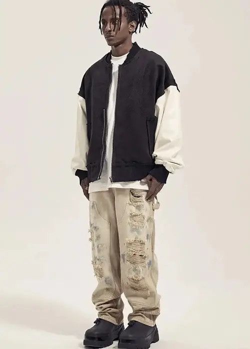 VIBE Beige Paint Splatter Distressed Denim Jeans y2k Size US 33 - 4 Thumbnail