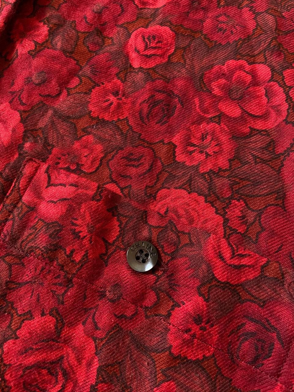Celine Celine Floral Red Rose 90's shirt Size L / US 10 / IT 46 - 7 Thumbnail