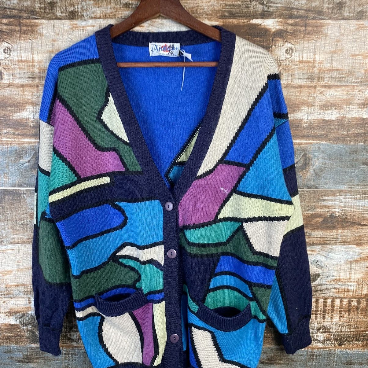 Vintage DL Anhan Blue Cardigan Knitwear #C1144 Size M / US 6-8 / IT 42-44 - 5 Thumbnail