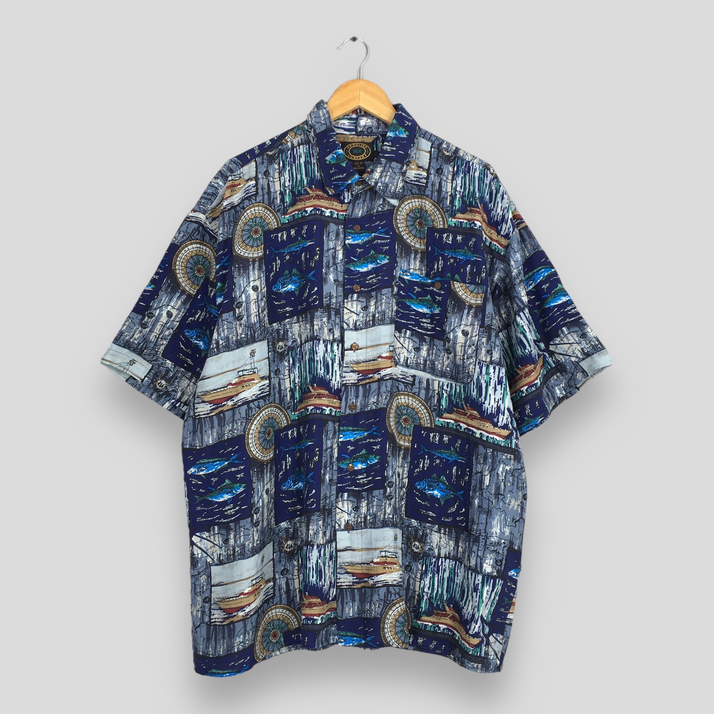 Other Vintage Fish Sailing Hawaiian Silk Shirt XLarge Size US XL / EU 56 / 4 - 1 Thumbnail