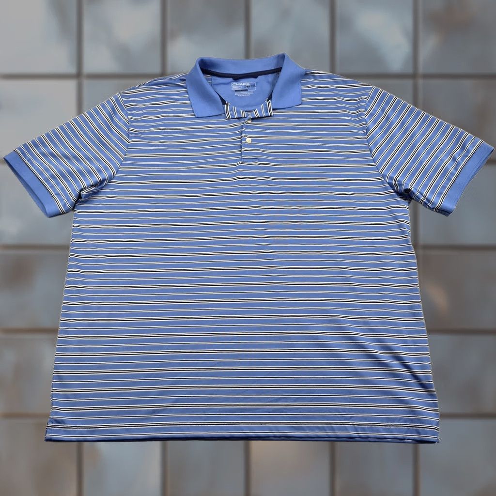 Chaps Chaps Golf Polo Shirt Mens 2XL Blue Stripe Stay-Dry Performance Moisture Wicking Shirt Size US XXL / EU 58 / 5 - 1 Thumbnail