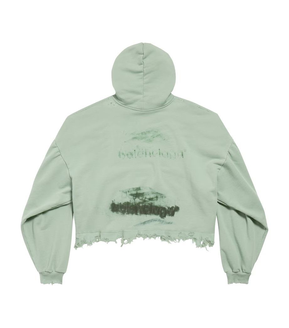 Balenciaga o1tr1nto0526 555 / DIY Imprint Cropped Hoodie in Sage Green Size US XL / EU 56 / 4 - 2 Thumbnail