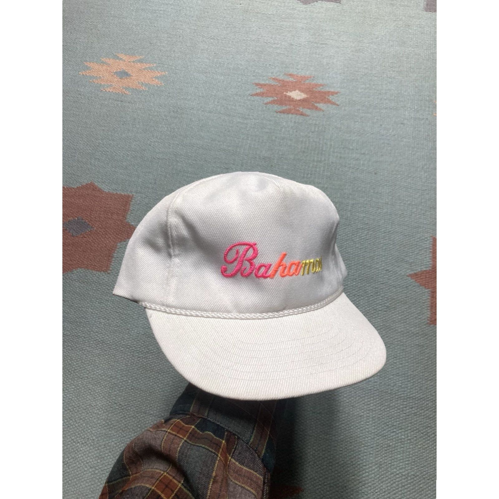 Rainbow VINTAGE Rainbow Bahamas embroidered Strapback hat cap Beach Island white Men Adjustable Hat Size ONE SIZE - 2 Thumbnail