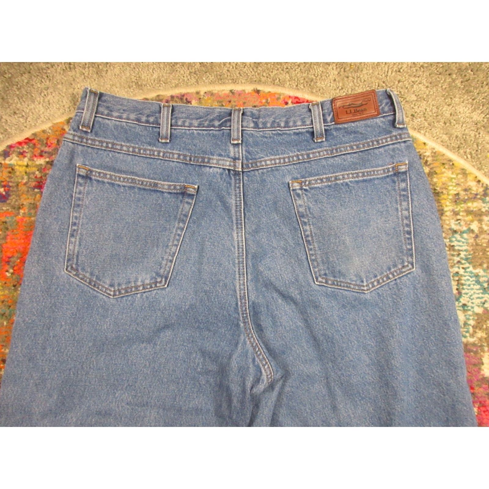 Vintage LL Bean Jeans Mens 36x30 Straight Classic Fit Denim Thermal Lined 5-Pocket Blue Natural USA Outdoor Casual Size US 36 / EU 52 - 5 Thumbnail