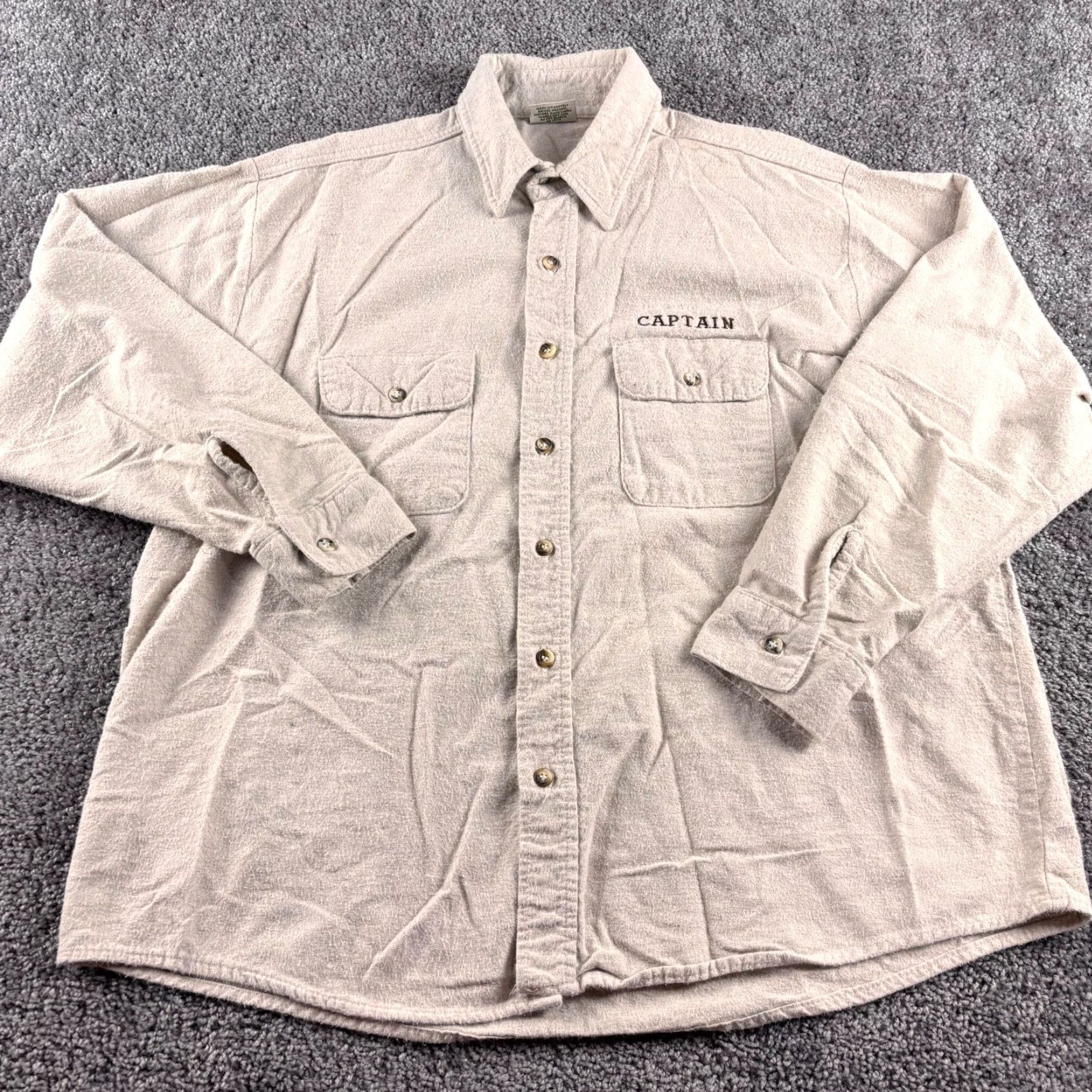 Vintage VINTAGE Five Brothers Flannel Shirt Mens XL Beige Chamois Boat Captain Embroidered Plaid Long Sleeve Button-Up Pocketed Size US XL / EU 56 / 4 - 2 Thumbnail