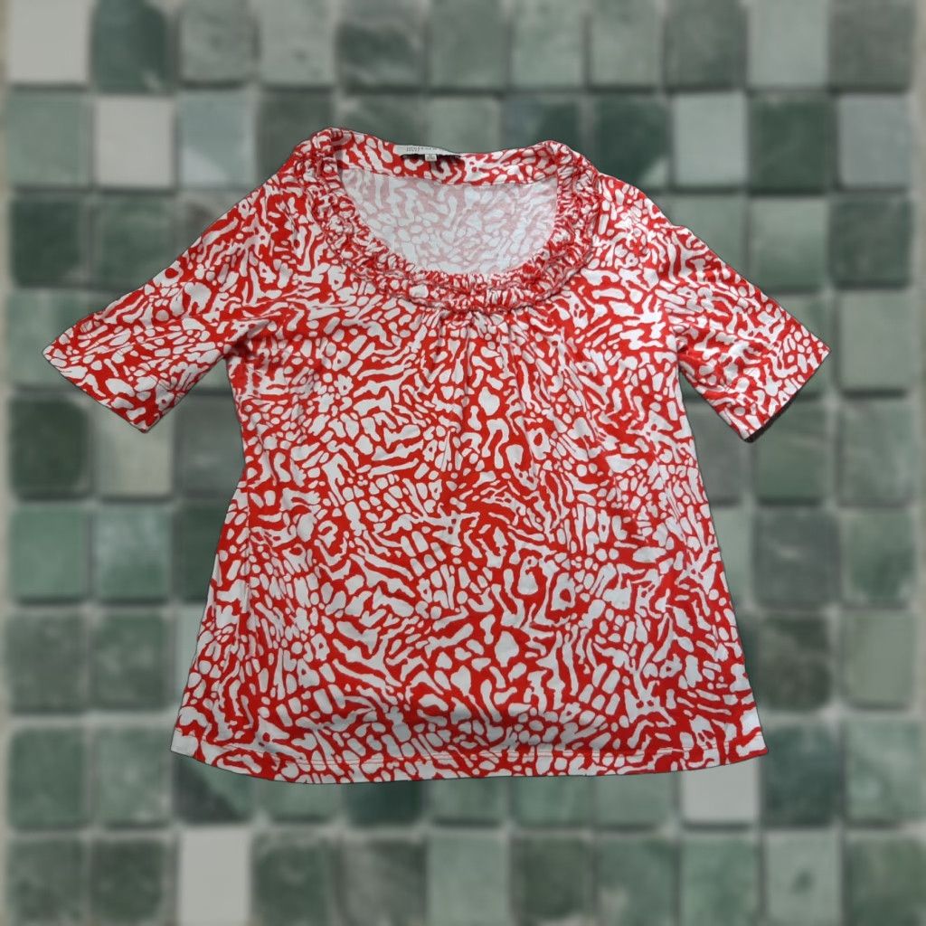 Jones New York Jones New York Shirt Blouse M Red Short Sleeve Women Regular Knit Cotton Top Size M / US 6-8 / IT 42-44 - 1 Thumbnail