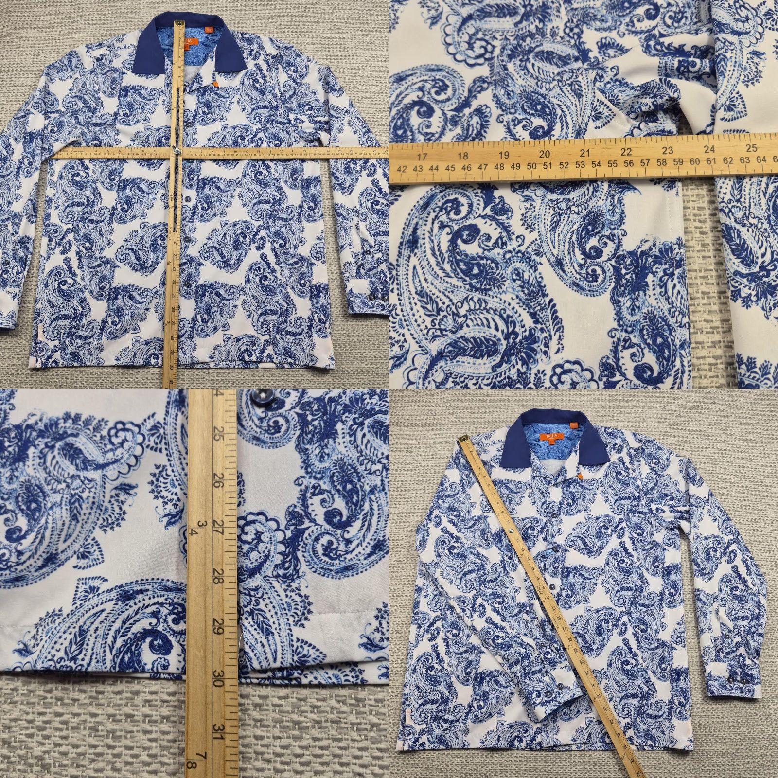 Tallia Tallia Sport Shirt Mens Large Button-Up Paisley Long Sleeve Stretch Casual Size US L / EU 52-54 / 3 - 8 Thumbnail