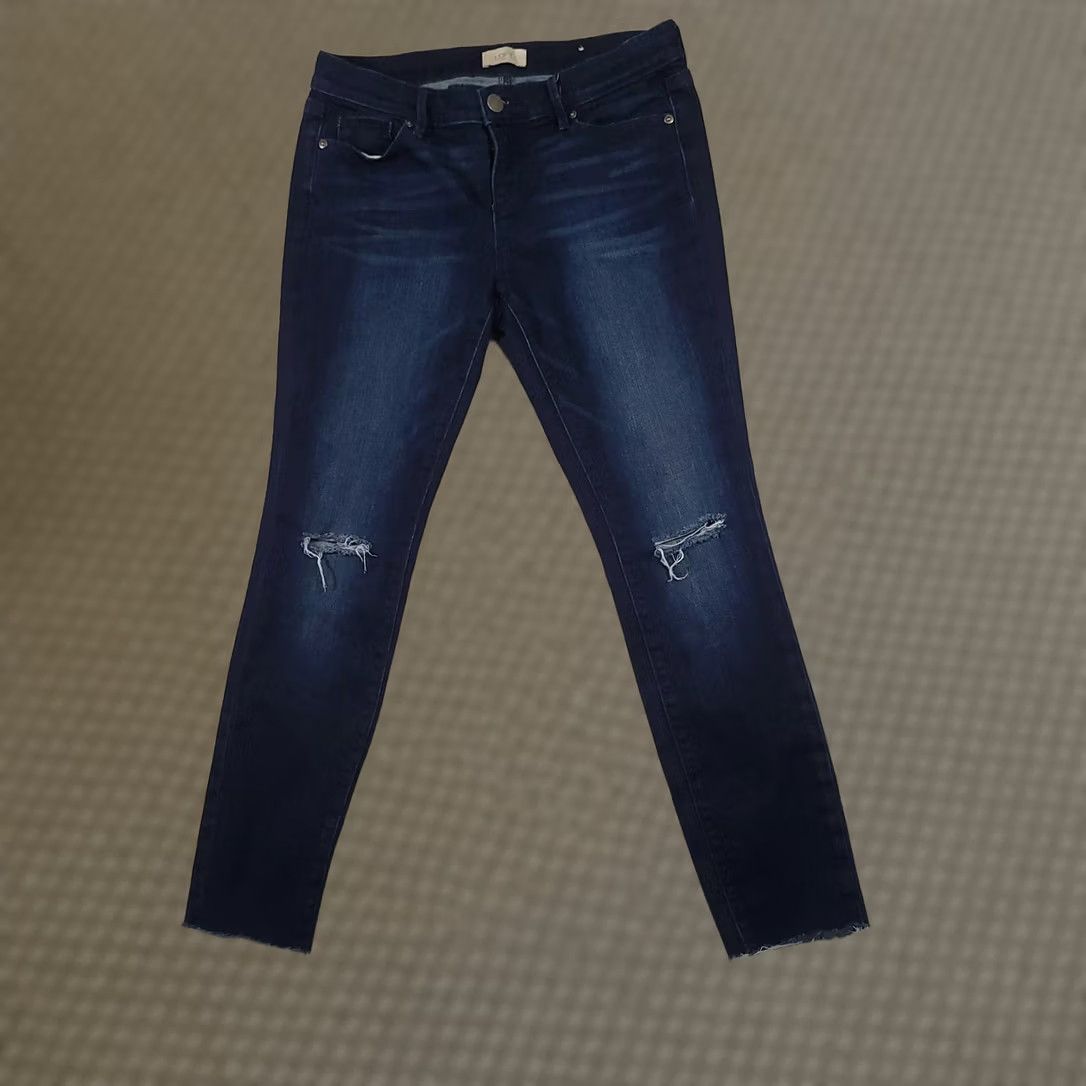 Loft LOFT Outlet Jeans Womens 4 Dark Wash Blue Modern Skinny Distressed Raw Hem Denim Jeans Womens 4 Dark Wash Blue Distressed Raw Hem Denim Size 27" / US 4 / IT 40 - 1 Thumbnail