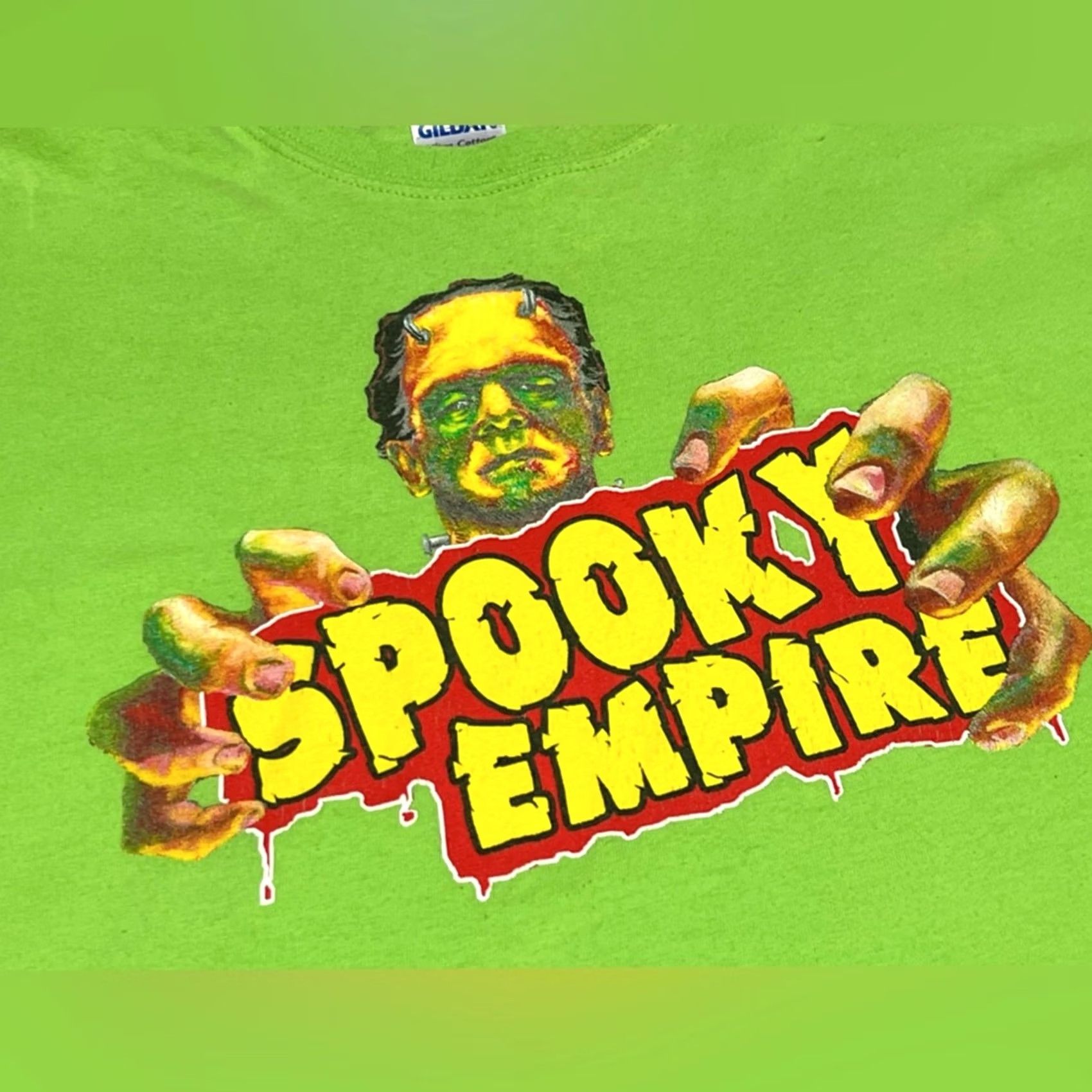 Gildan VINTAGE Horror Convention T-shirt Tee Spooky Empire Frankenstein SIZE LARGE LIME Shirt Mens Size US L / EU 52-54 / 3 - 2 Thumbnail