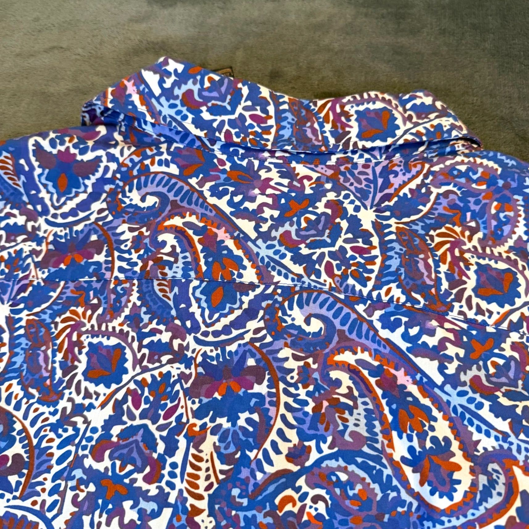 Cremieux Cremieux Mens 3XT Paisley Stretch Button-Up Shirt Blue Purple NWT Big & Tall Casual Workwear Size US XXL / EU 58 / 5 - 6 Thumbnail