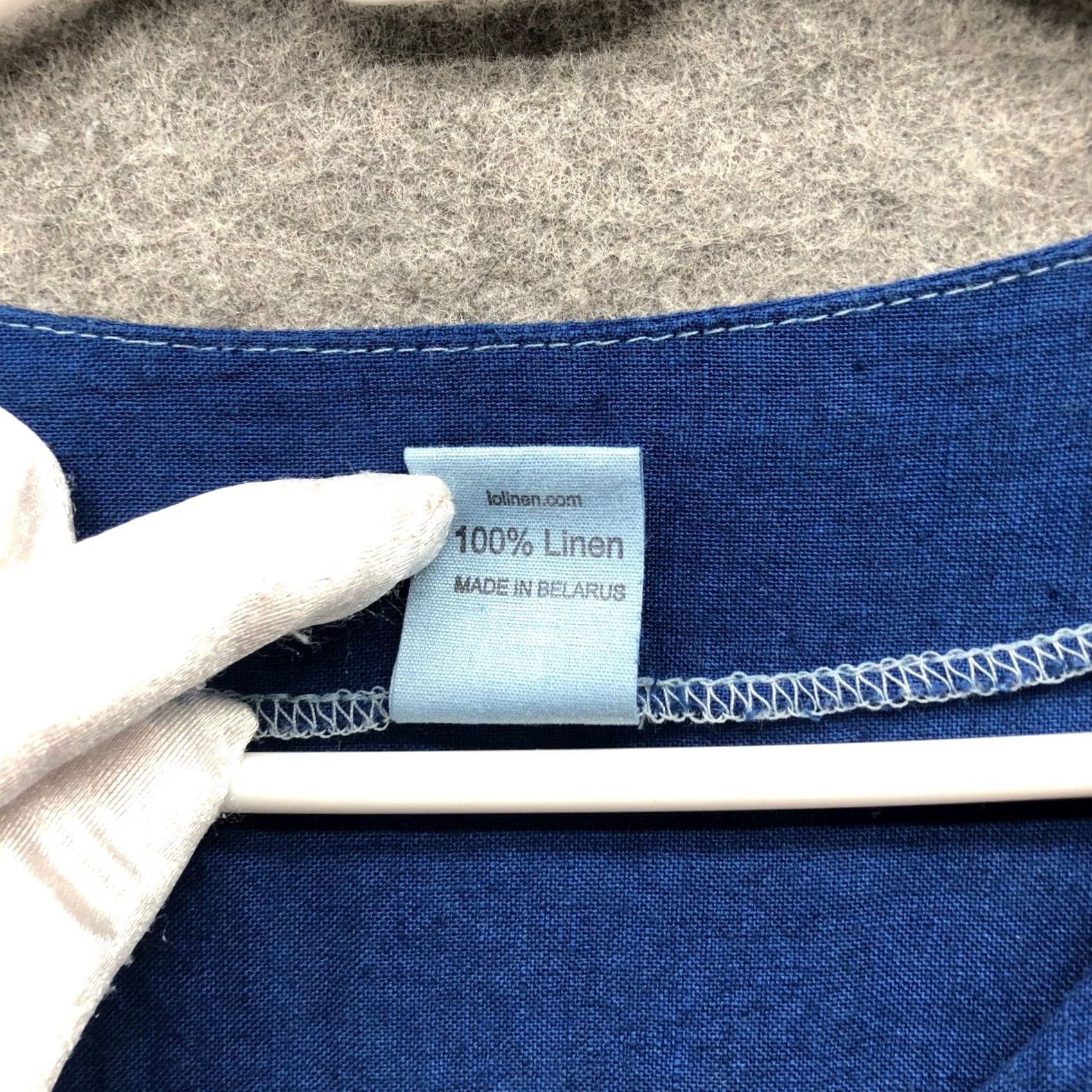 Vintage VINTAGE Len Ok Linen Midi Dress Womens M Blue 3/4 Sleeve Wrap Tie Belt Waist Pockets Bohemian Peasant Casual Travel Mens Womens Size M / US 6-8 / IT 42-44 - 5 Thumbnail