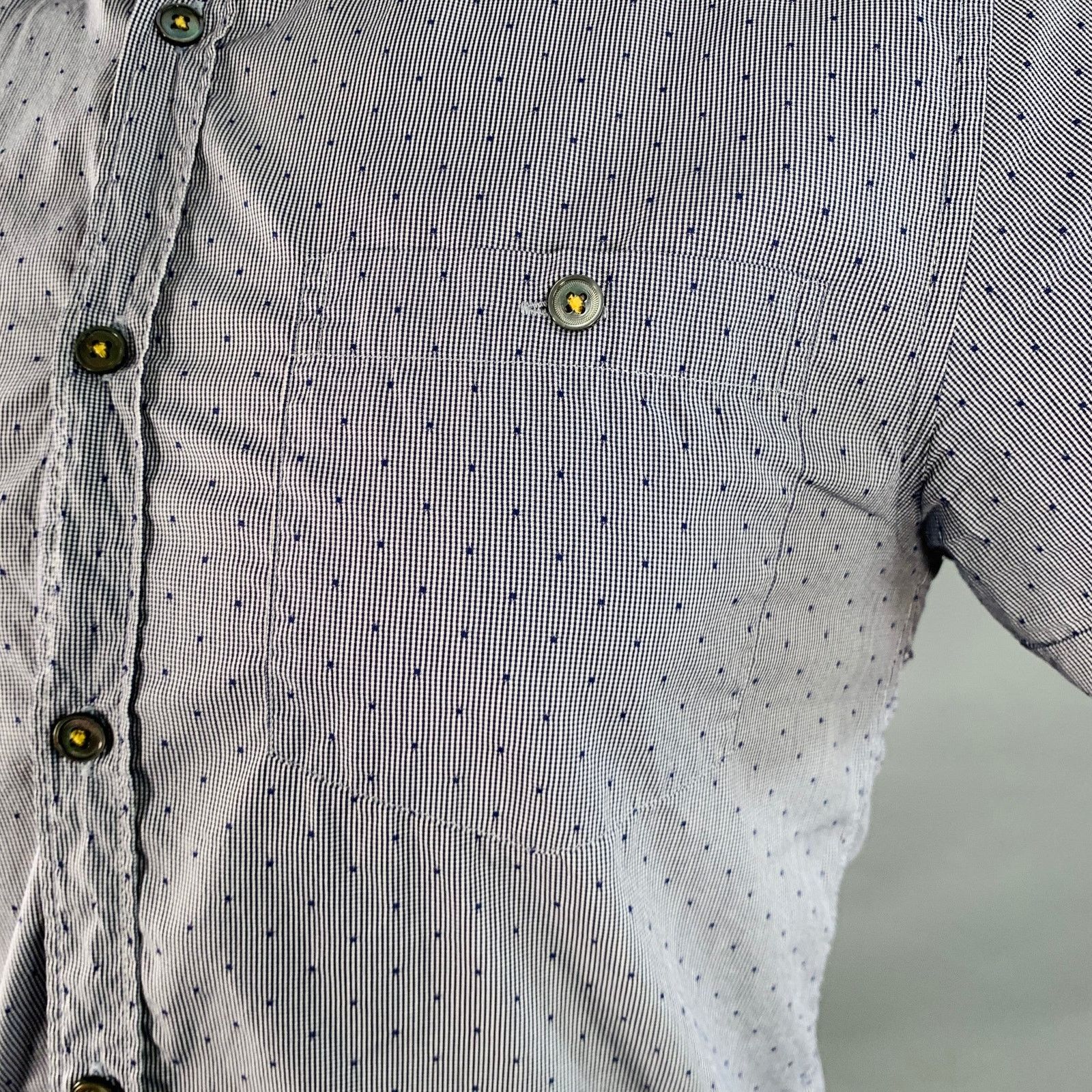 Ted Baker Bwenno Navy White Dots Cotton Blend One Pocket Short Sleeve Size US S / EU 44-46 / 1 - 3 Thumbnail