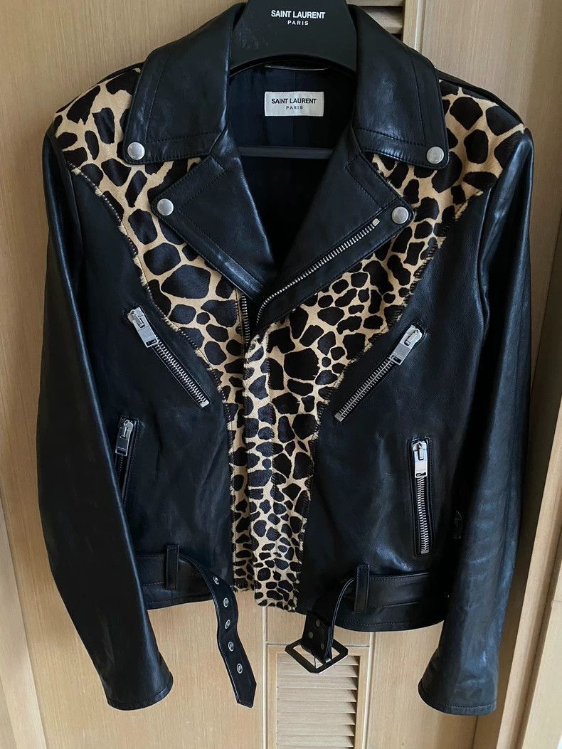 Saint Laurent Leopard Print Leather Jacket-2505