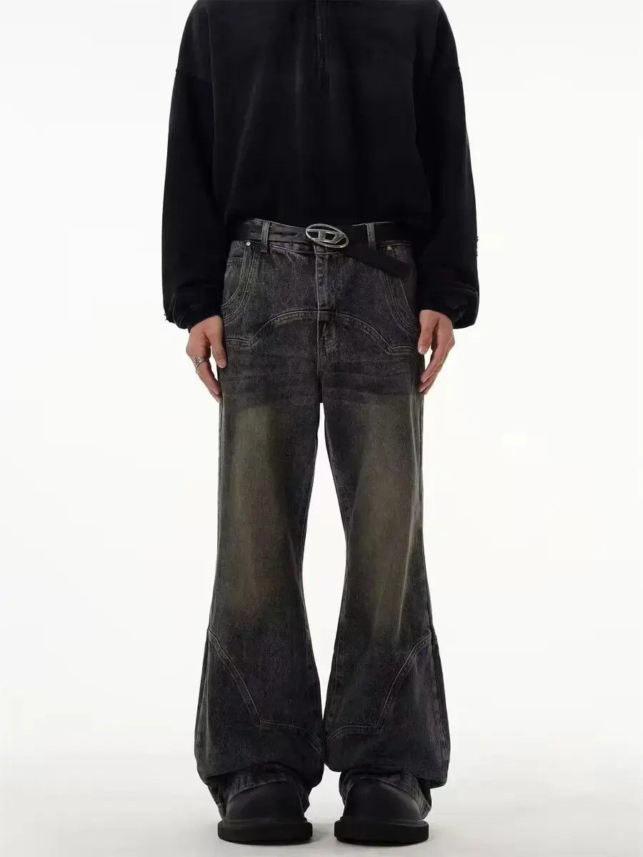Japanese Brand Retro heavy distressed micro flared patchwork jeans Size US 32 / EU 48 - 1 Thumbnail
