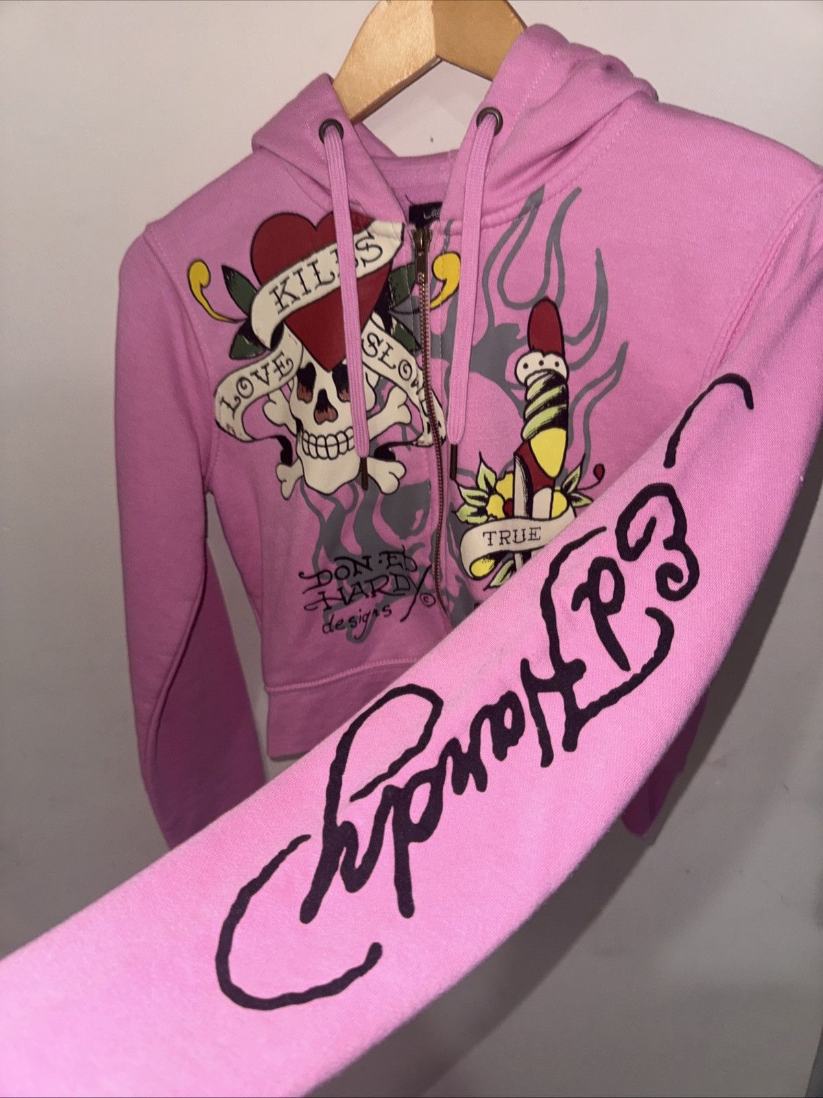 Ed Hardy Pink Ed Hardy Crop Zip Sweater w Hoodie Size M / US 6-8 / IT 42-44 - 5 Thumbnail