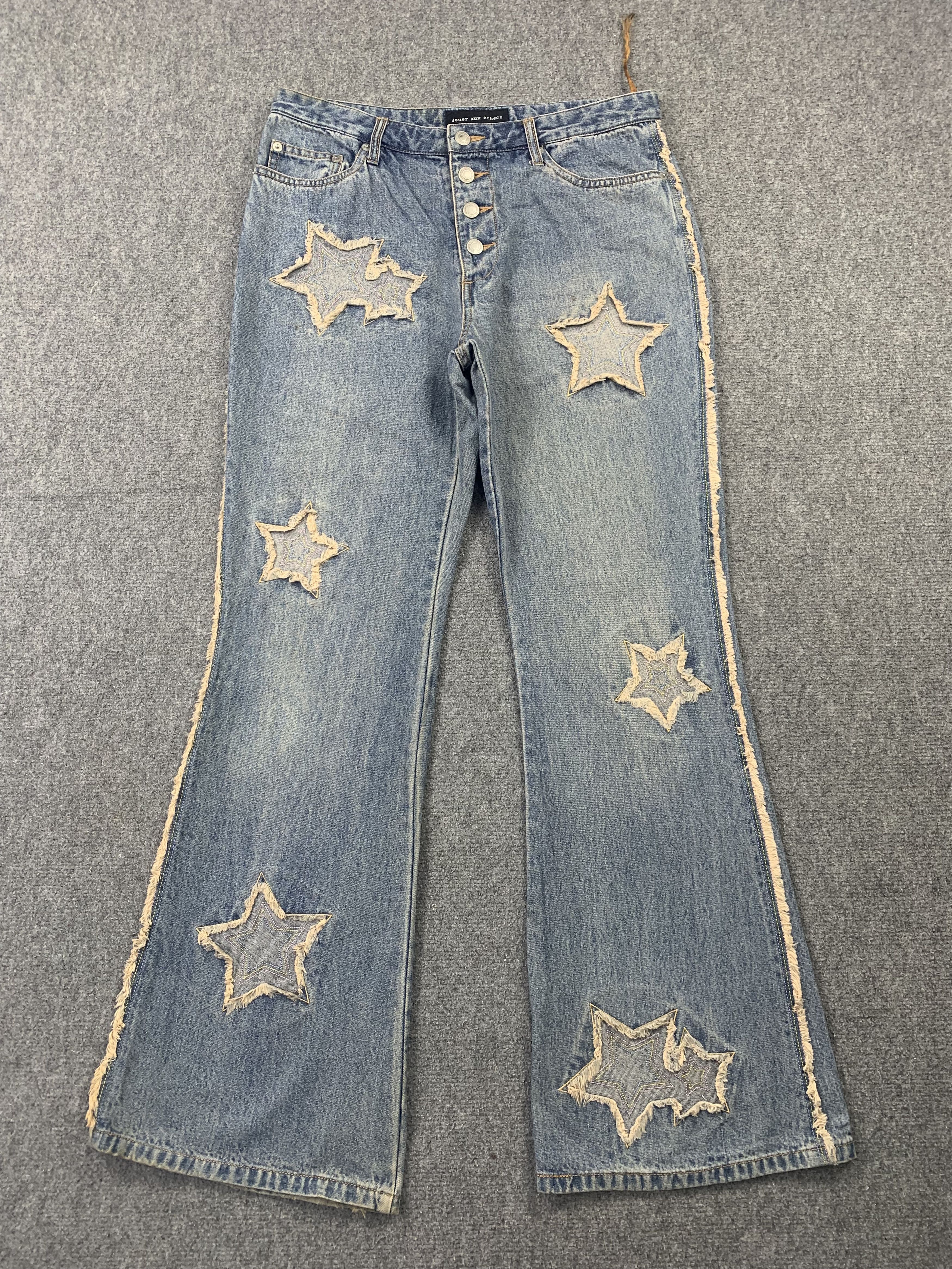 image of Vintage Jouer Aux Echecs Inspired Kapital Jeans in Blue Denim, Women's (Size 31)