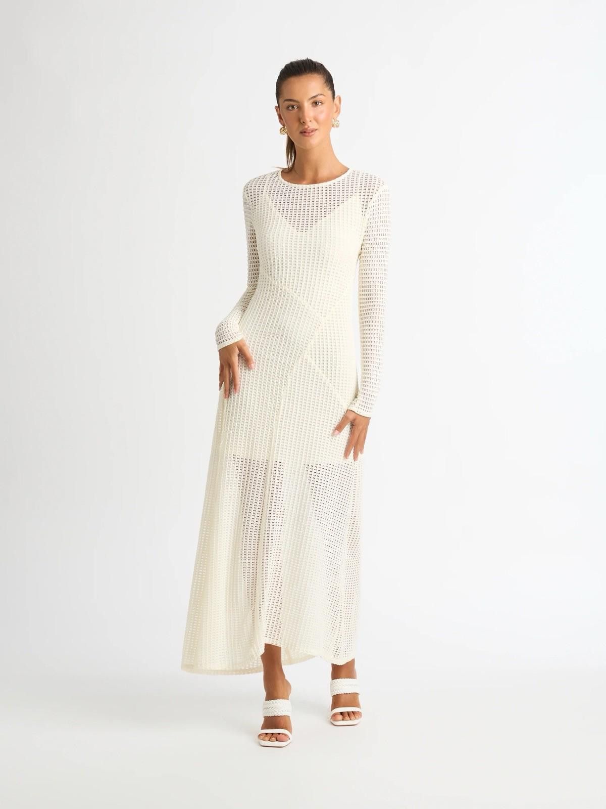 Other Sheike White Open Knit Crochet Dress Sz 12 AU/UK EUR 44 US 8 Size M / US 6-8 / IT 42-44 - 2 Thumbnail