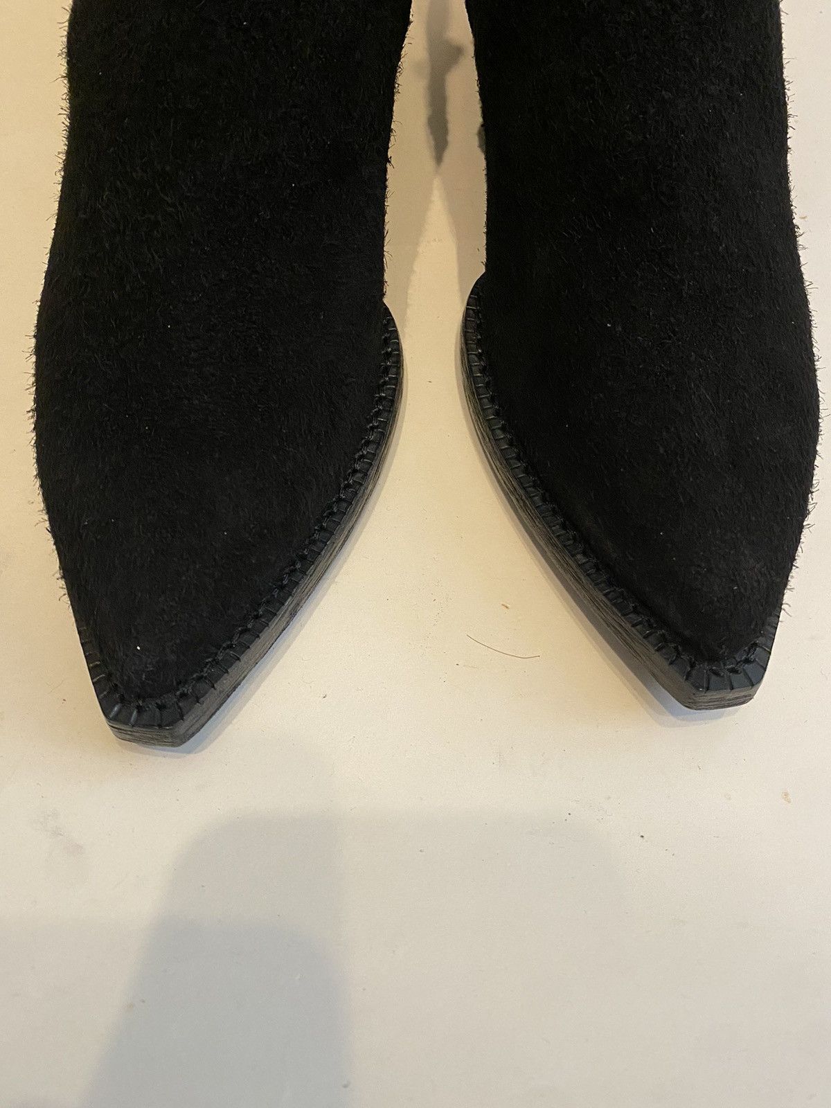 Anthony Vaccarello × Saint Laurent Paris × Yves Saint Laurent 🚬 [BIG SALE] Saint Laurent suede black biker boots Size US 7 / IT 37 - 4 Thumbnail