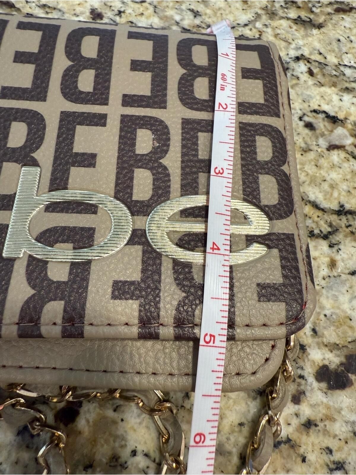 United Colors Of Benetton Bebe logo mini shoulder bag in tan black zips card slots Size ONE SIZE - 12 Thumbnail