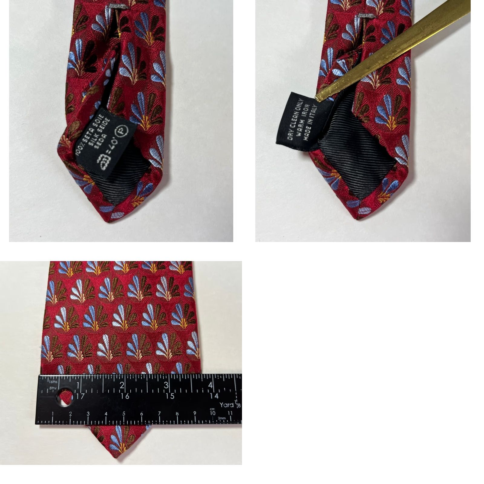 Ermenegildo Zegna Ermenegildo Zegna Tie Men Silk Floral Made in Italy - Red Multicolor Woven 59" 3.75" Wide Designer Necktie Size ONE SIZE - 8 Thumbnail