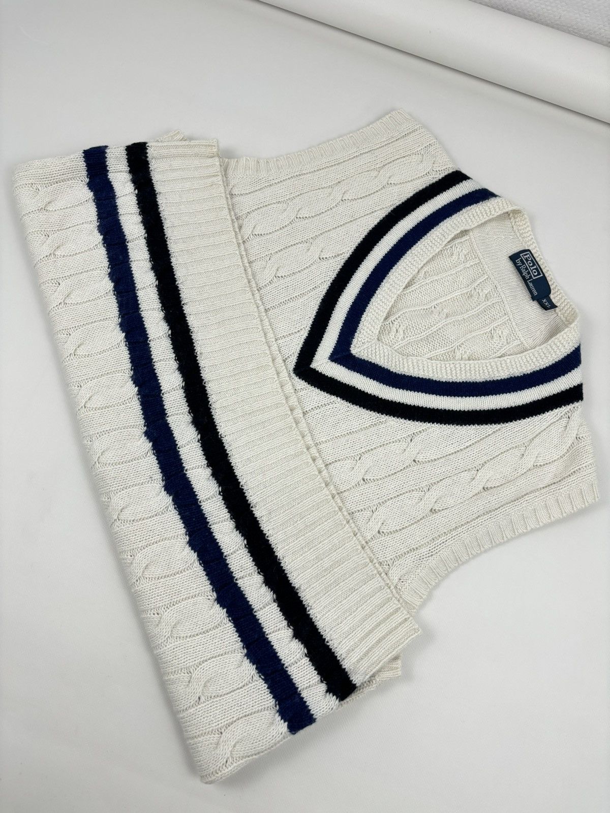 Polo Ralph Lauren 1922-1923 POLO Cashmere Cable-Knit Vest Tenis Gilet Jumper Size US XL / EU 56 / 4 - 12 Thumbnail