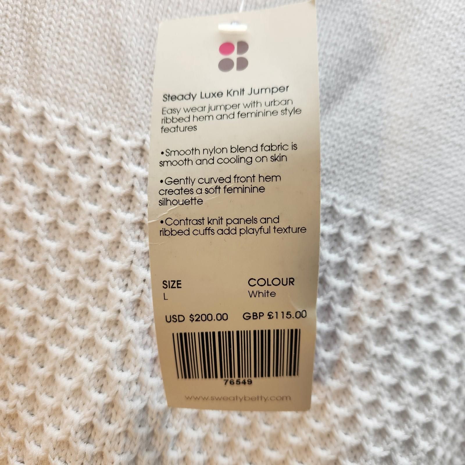 Designer Sweaty Betty Heavy Knit Sweater White Size Large New NWT Size L / US 10 / IT 46 - 6 Thumbnail